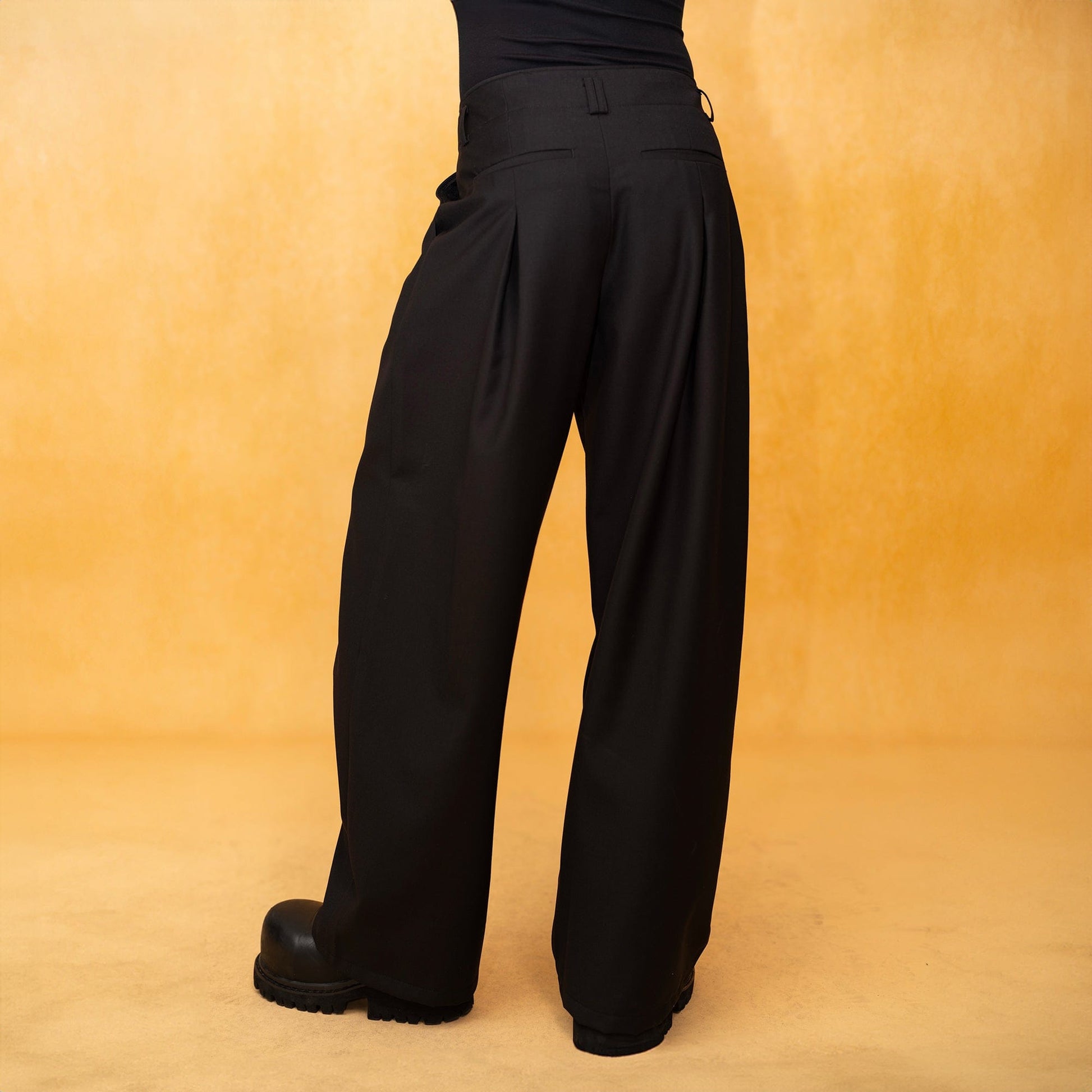 CLP Tucked Pleats Wide-Leg Trousers-Pants-S-Free Shipping Leatheretro