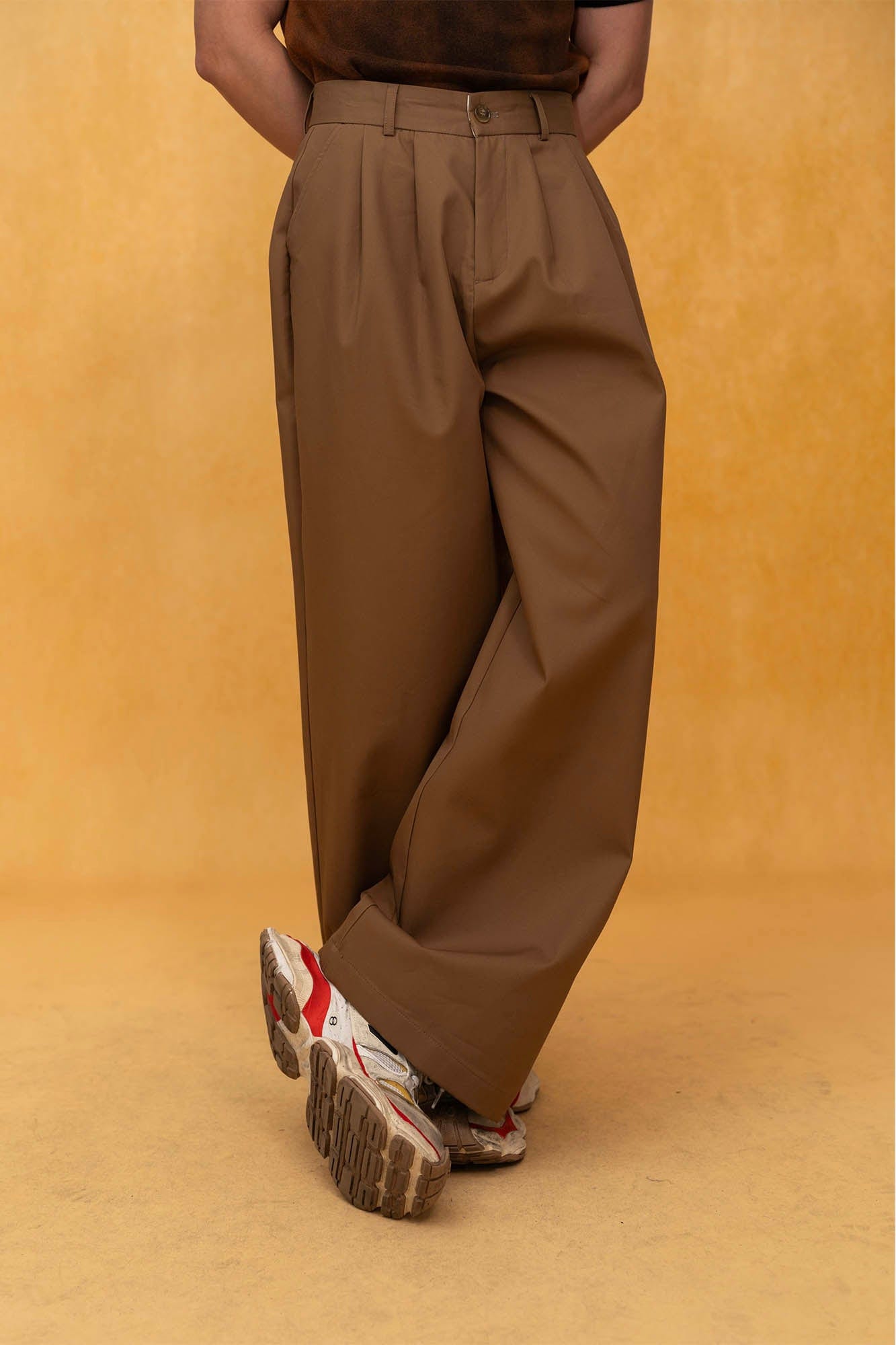 CLP Retro Pleated Wide-Leg Trousers-Pants-S-Free Shipping Leatheretro