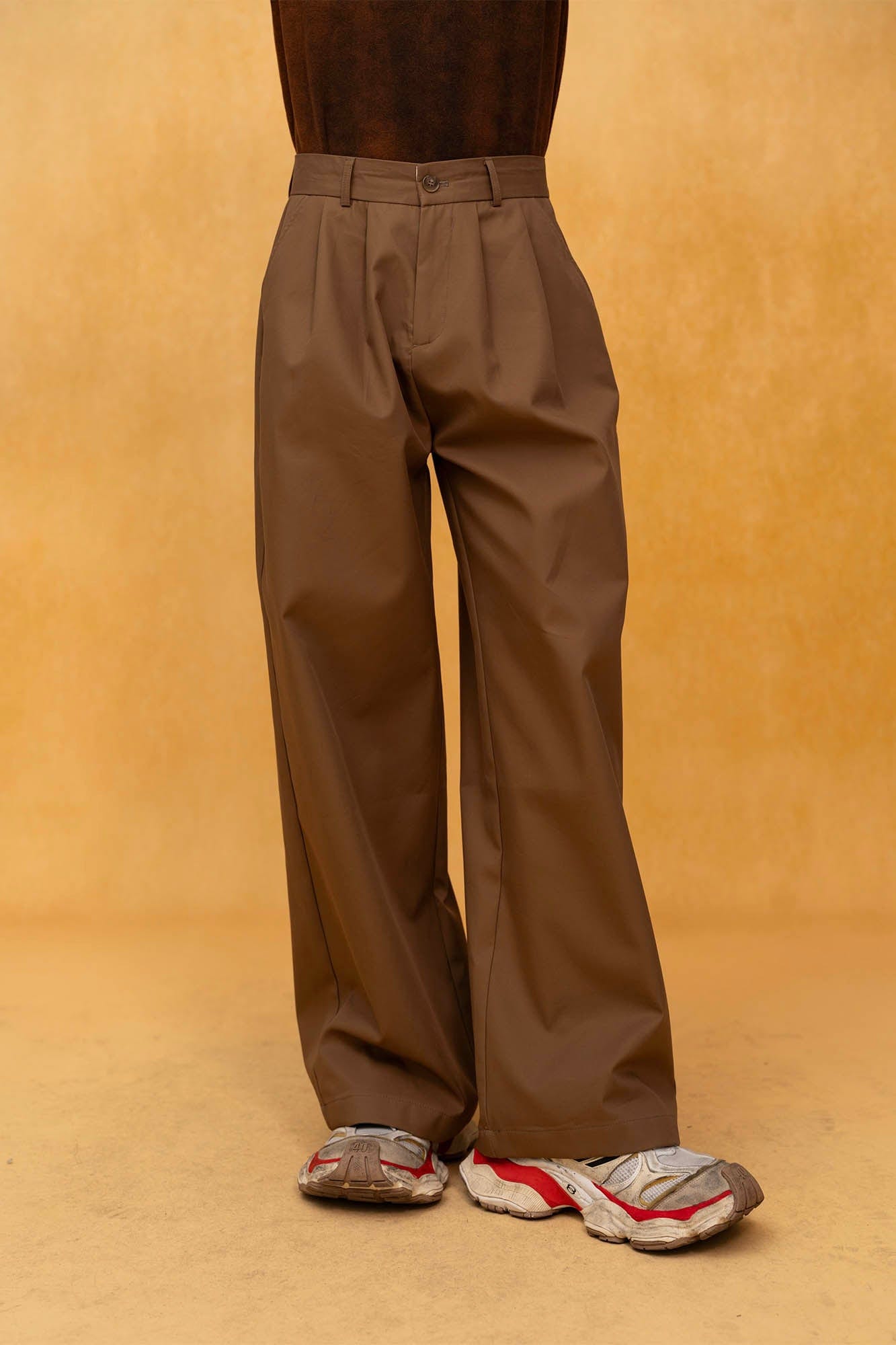 CLP Retro Pleated Wide-Leg Trousers-Pants-S-Free Shipping Leatheretro