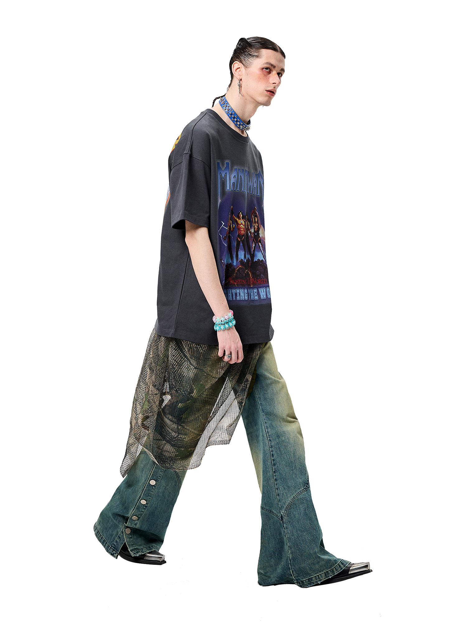 ERISSTOFF Washed Manowar Graphic Oversized T-Shirt-T Shirt-S-Free Shipping Leatheretro
