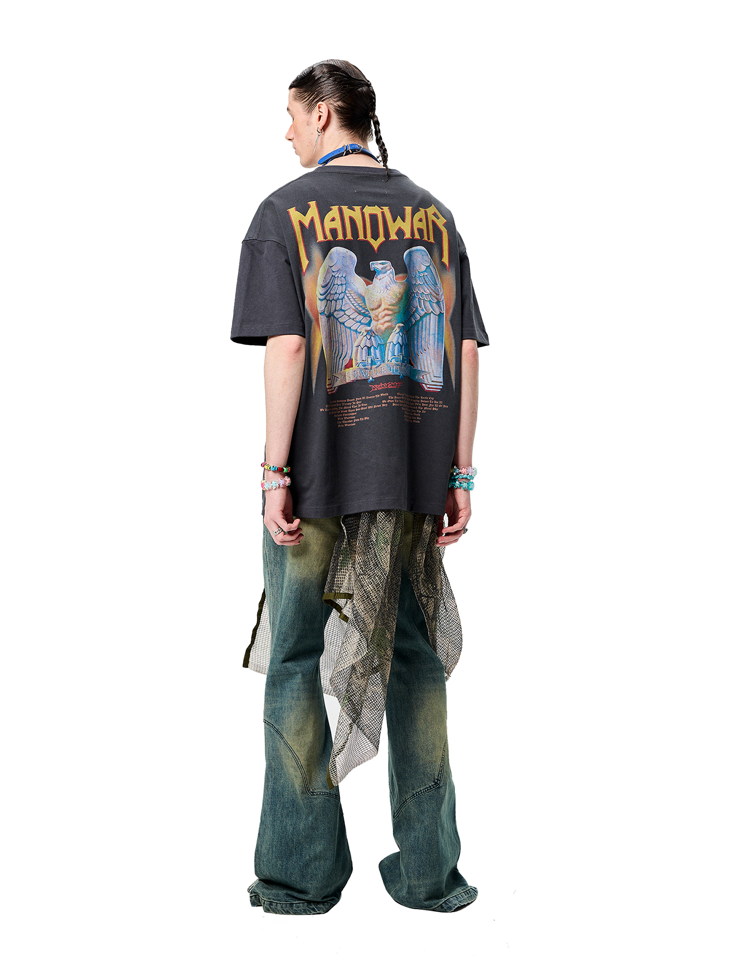 ERISSTOFF Washed Manowar Graphic Oversized T-Shirt-T Shirt-S-Free Shipping Leatheretro