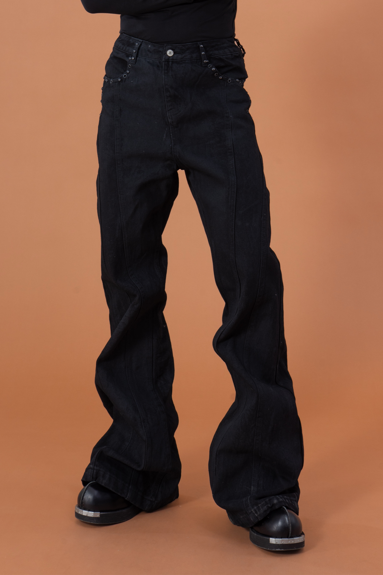 CLP Panel Studded Flared Jeans-Jeans-S (Preorder)-Free Shipping Leatheretro