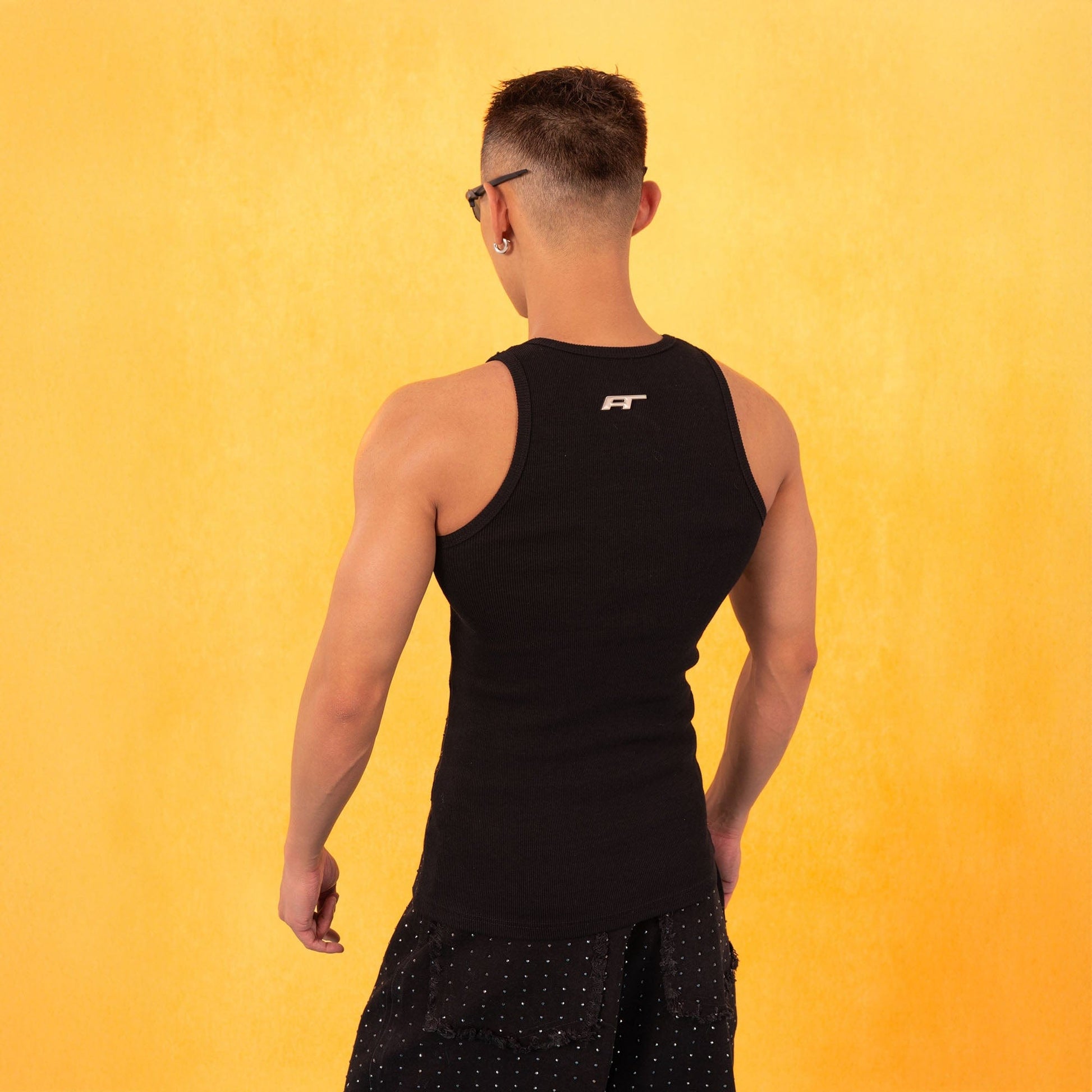 CLP Sparkle Diamond Ribbed Tank Top-Tank Top-S-Black-Free Shipping Leatheretro