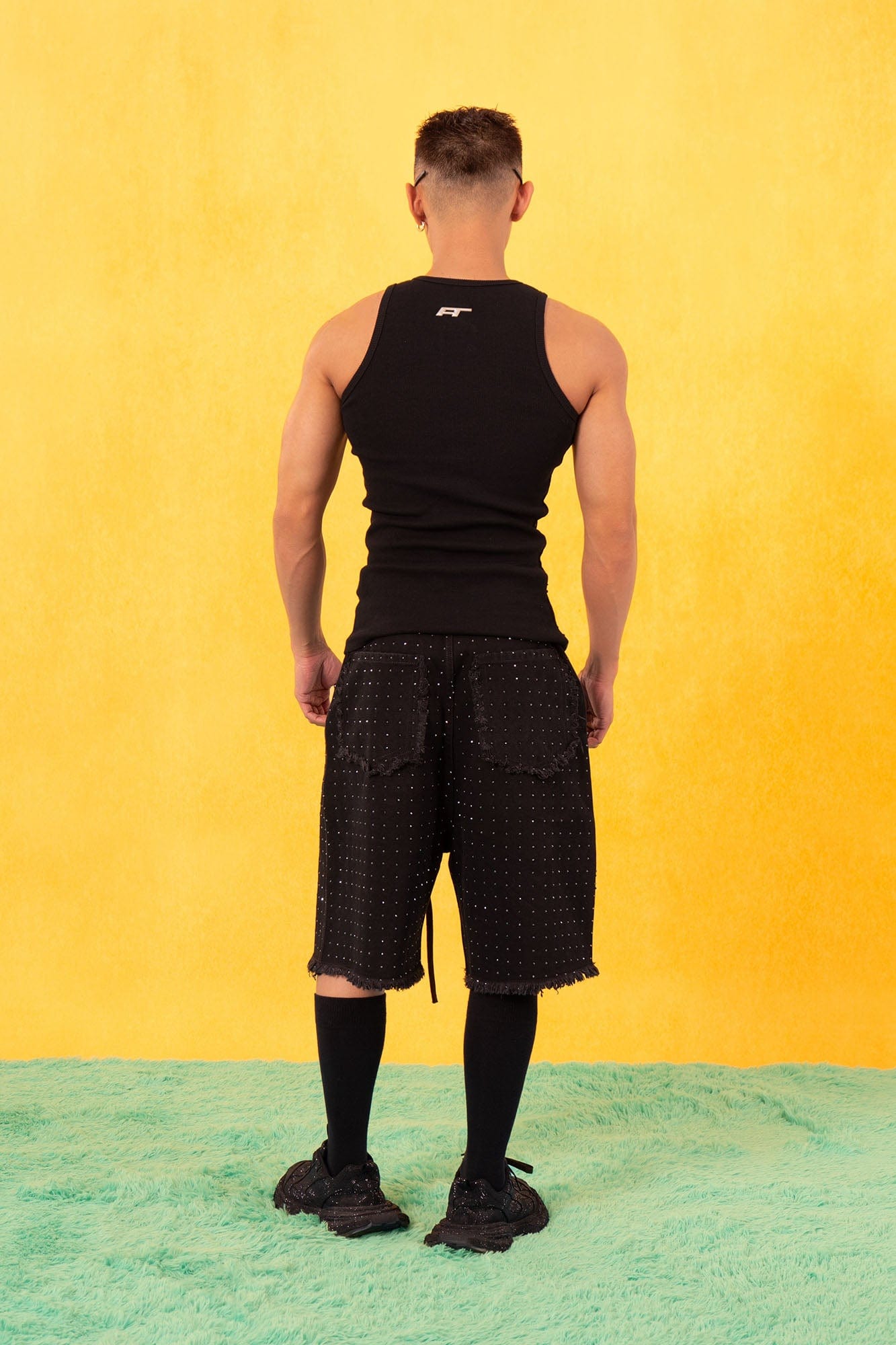 CLP Sparkle Diamond Ribbed Tank Top-Tank Top-S-Black-Free Shipping Leatheretro