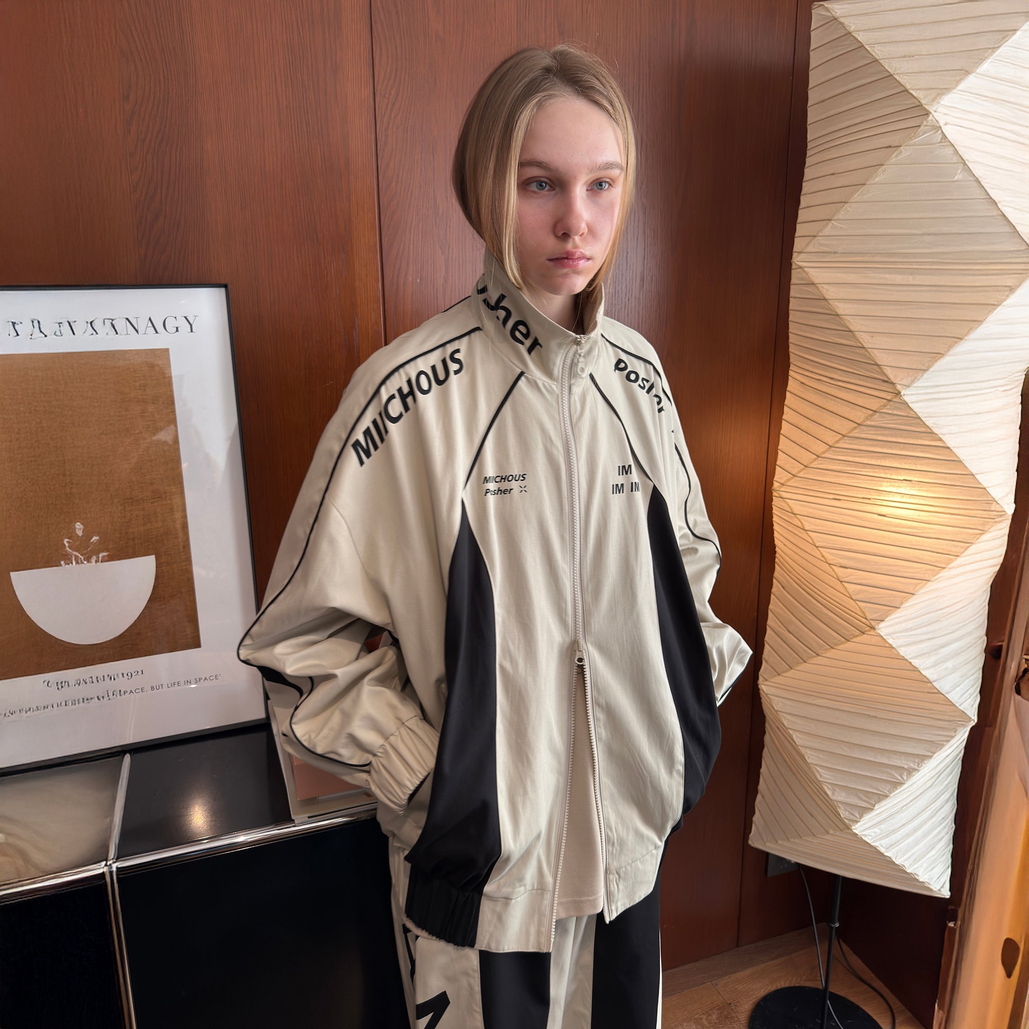 MIICHOUS Contrast Panel 3A Graphic Jacket-Jacket-S-Free Shipping Leatheretro