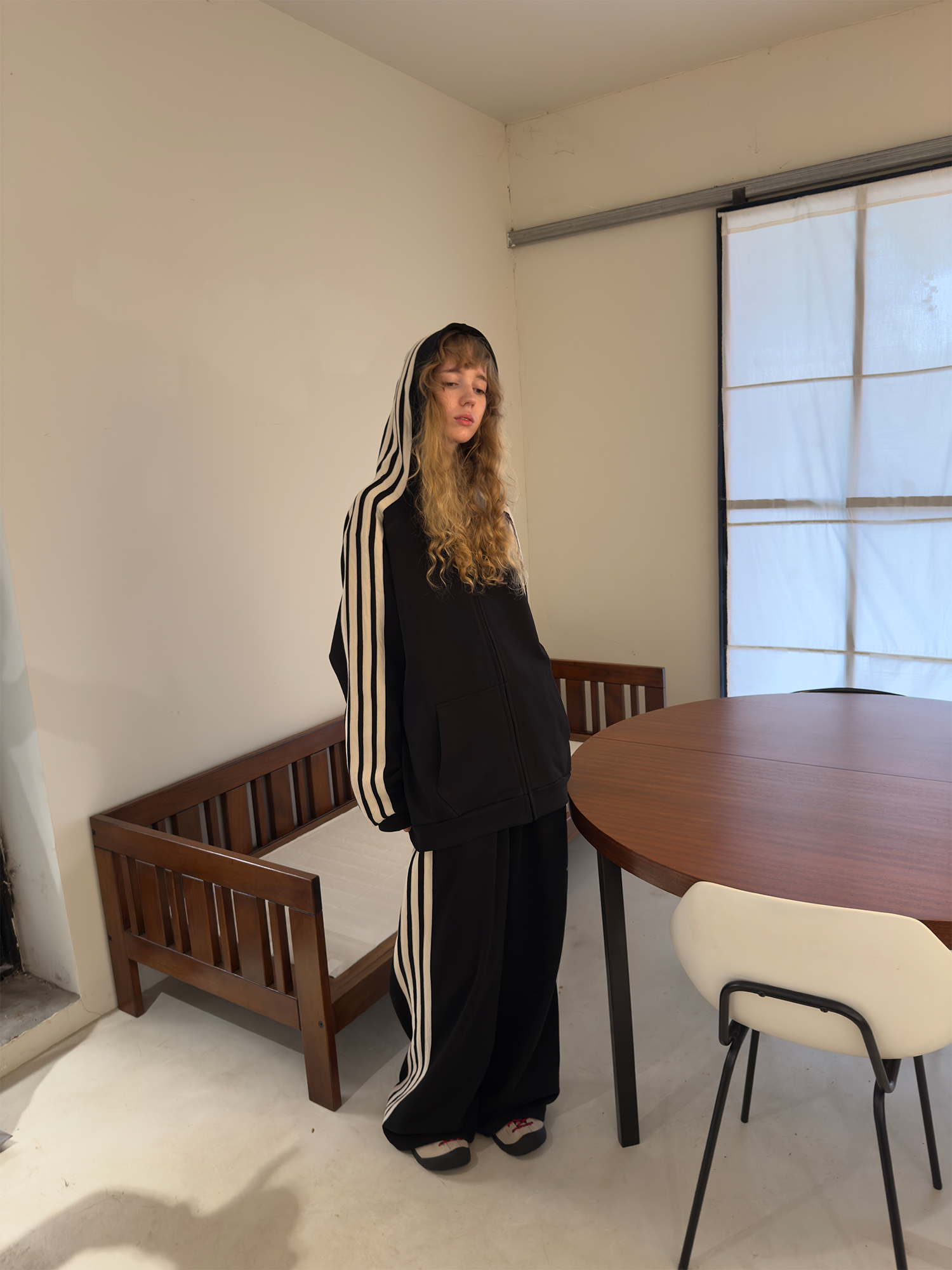 MIICHOUS Essential Stripe Zip-Up Hoodie-Jacket-S-Free Shipping Leatheretro