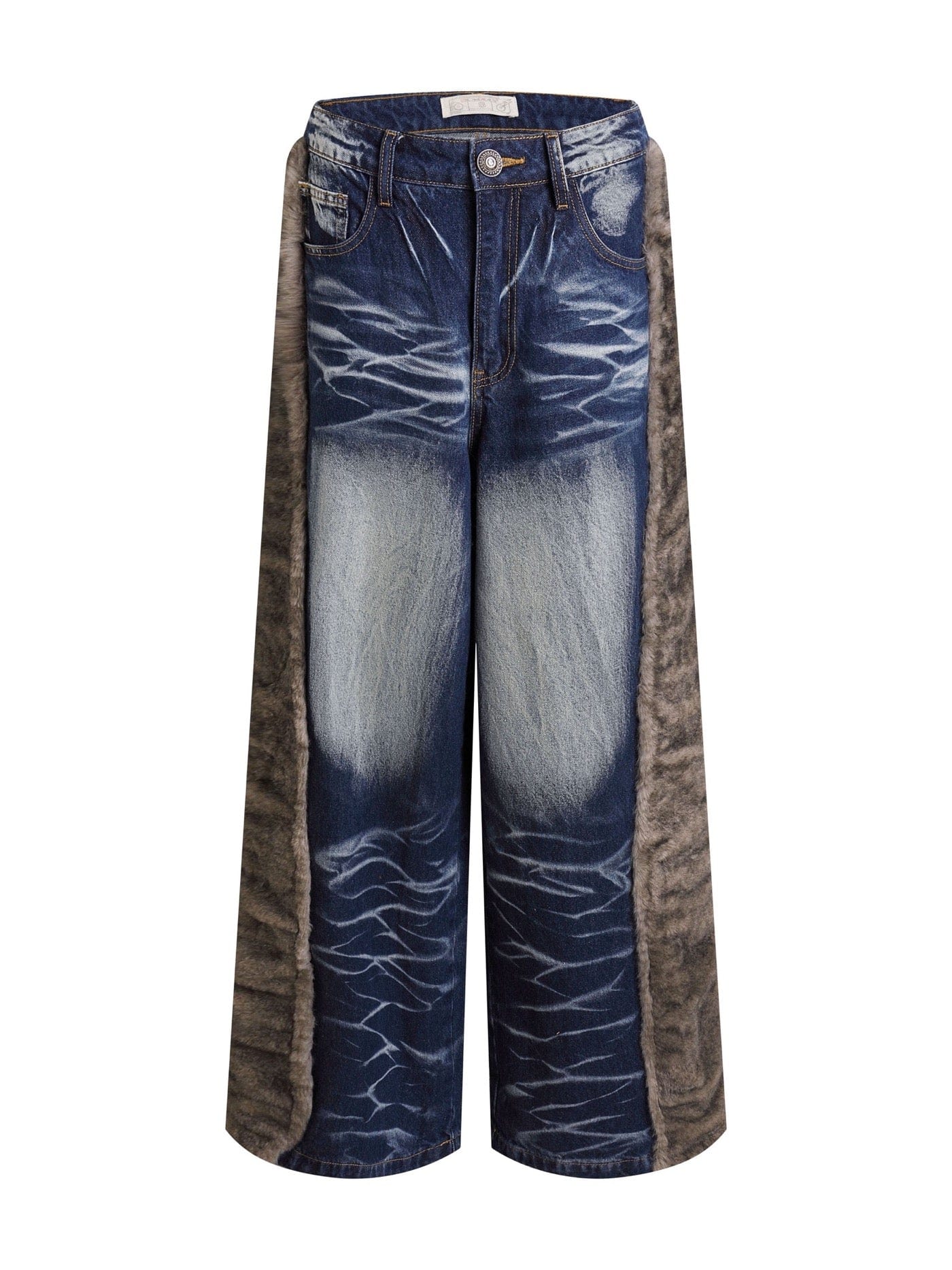 DND4DES Faux Fur Spliced Jeans-Jeans-S-Free Shipping Leatheretro