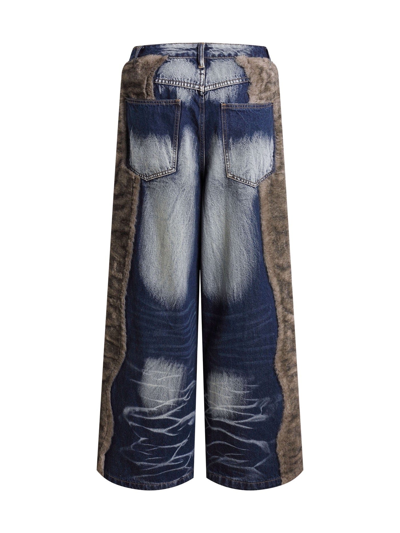 DND4DES Faux Fur Spliced Jeans-Jeans-S-Free Shipping Leatheretro