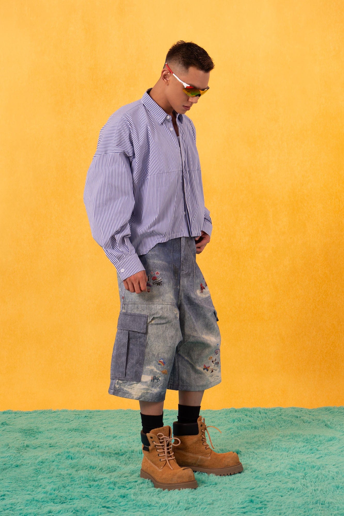 CLP Cropped Drawcord Hem Panel Shirt-Shirt-M-White-Free Shipping Leatheretro