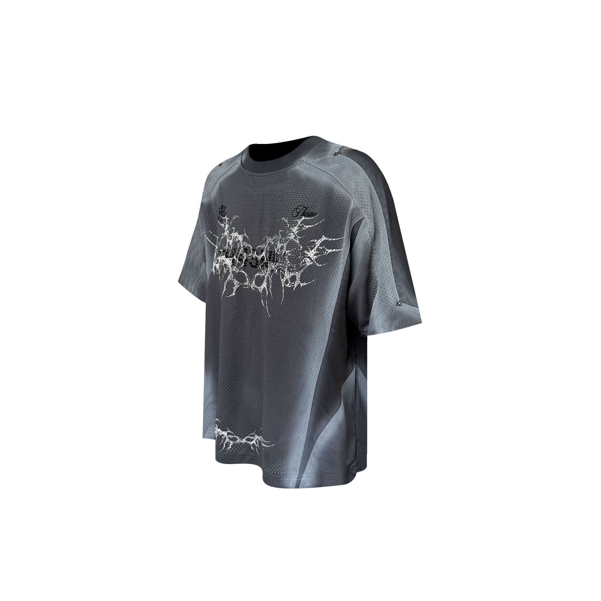 TH4SWE Washed Thorn Graphic Studded T Shirt-T Shirt-S-Gray-Free Shipping Leatheretro