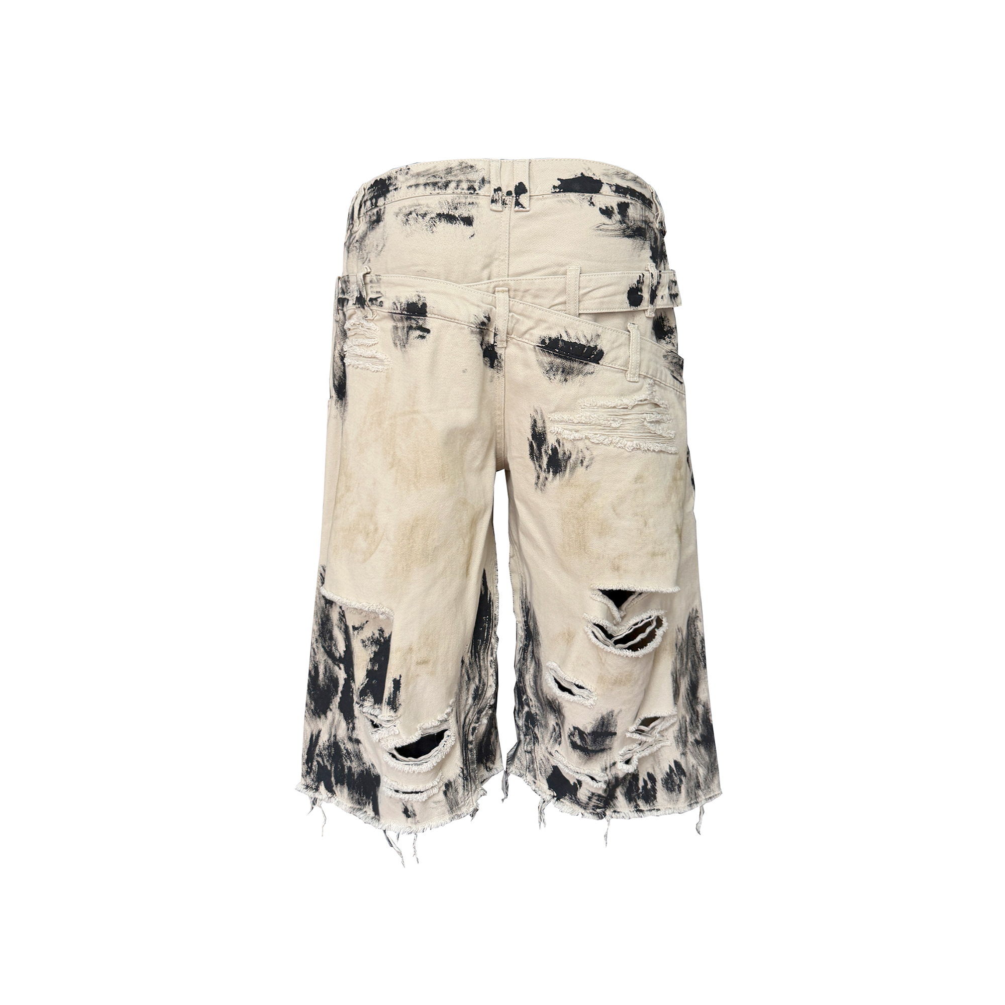 TH4SWE Painted Waxed Panel Raw-Edge Shorts-Shorts-S-Free Shipping Leatheretro