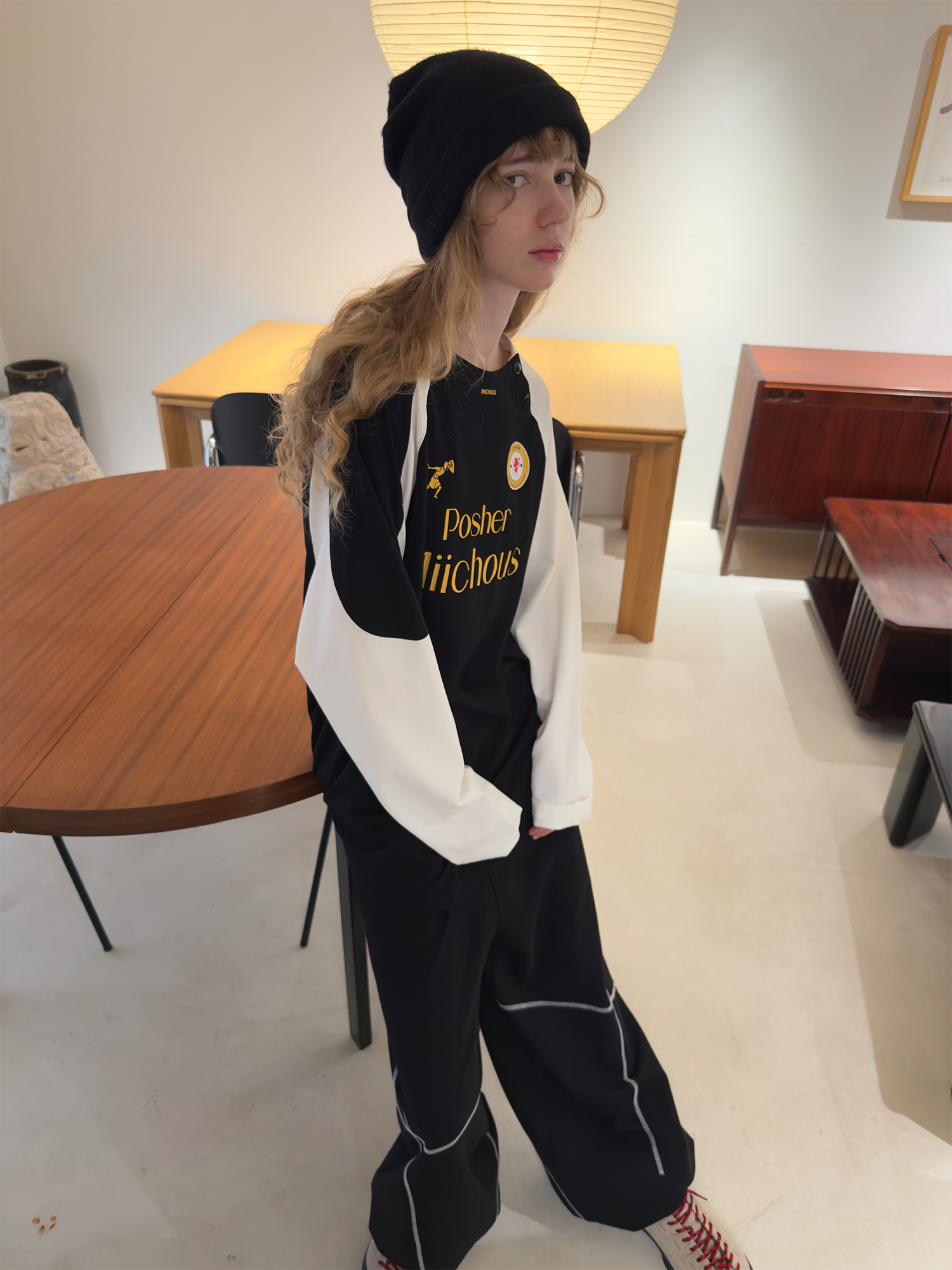 MIICHOUS Snap Contrast Quick-Dry Long-Sleeve Tee-L/S Tee-S (Preorder)-Brown-Free Shipping Leatheretro