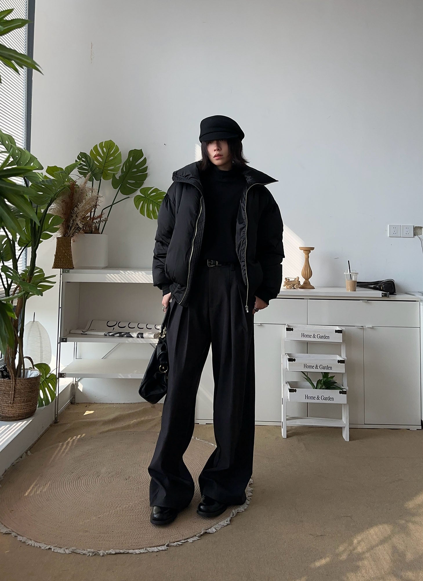 OKAYTHXBYE Essential Pleat Wide-Leg Trousers-Pants-S-Black-Free Shipping Leatheretro