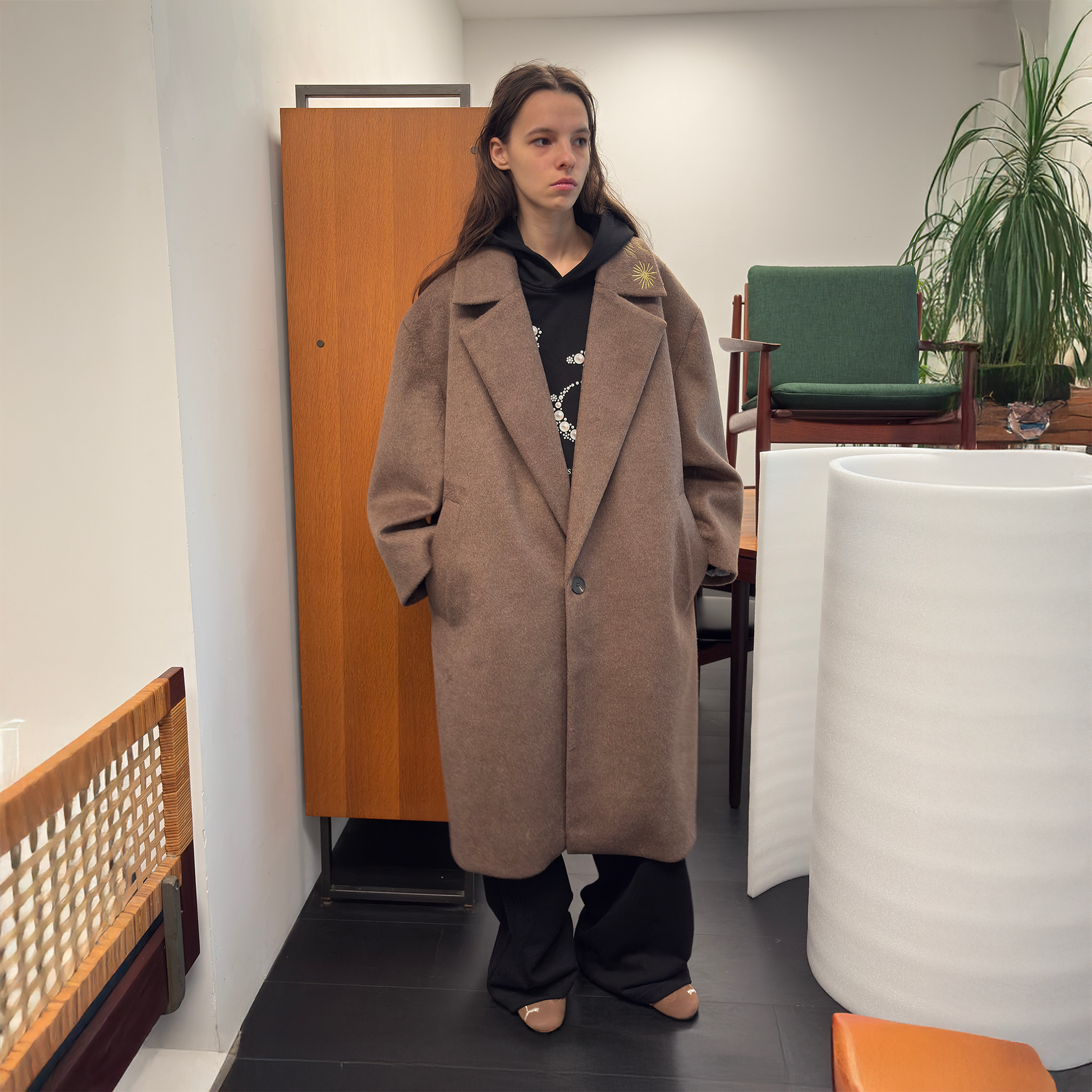 MIICHOUS Floral Embroidered Detachable Liner Overcoat-Jacket-S-Brown-Free Shipping Leatheretro