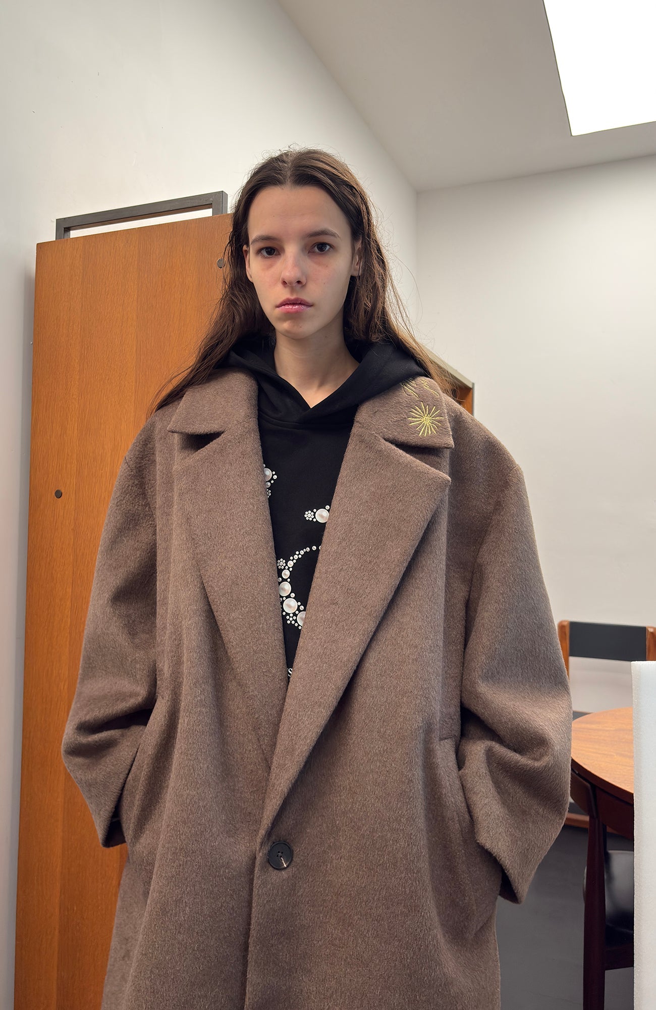 MIICHOUS Floral Embroidered Detachable Liner Overcoat-Jacket-S-Brown-Free Shipping Leatheretro