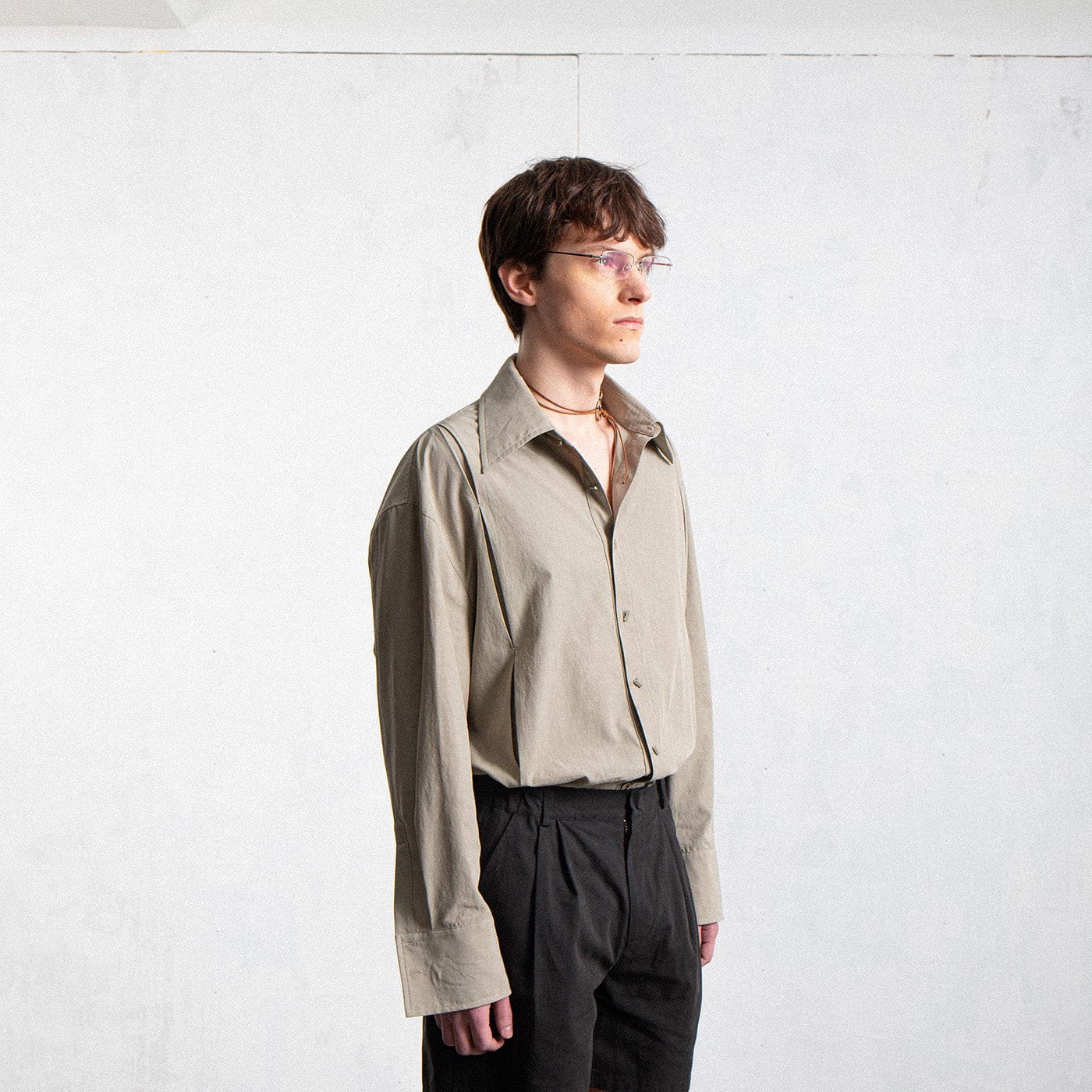LEONSENSE Modern Pleated Shirt-Shirt-S-Free Shipping Leatheretro