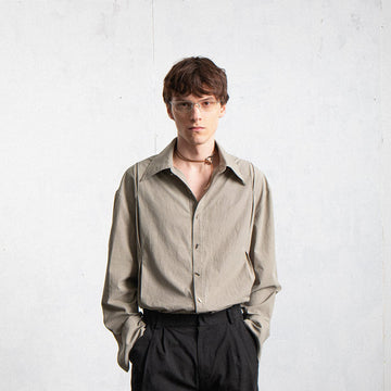 LEONSENSE Modern Pleated Shirt-Shirt-S-Free Shipping Leatheretro