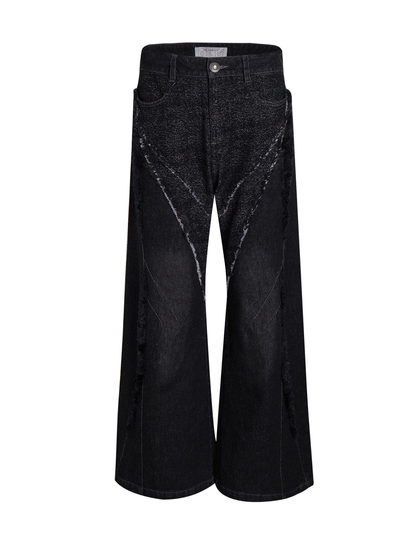 DND4DES Raw-Edge Faux Fur Spliced Jeans-Jeans-S-Free Shipping Leatheretro