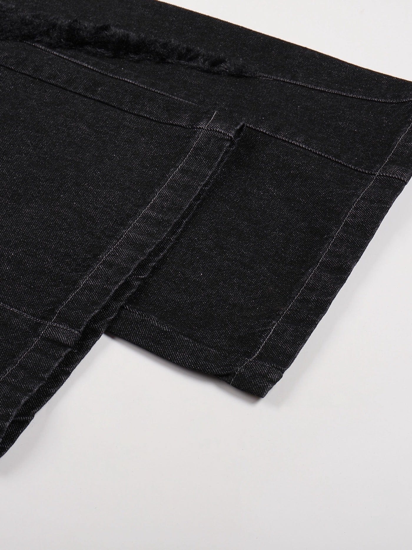 DND4DES Raw-Edge Faux Fur Spliced Jeans-Jeans-S-Free Shipping Leatheretro