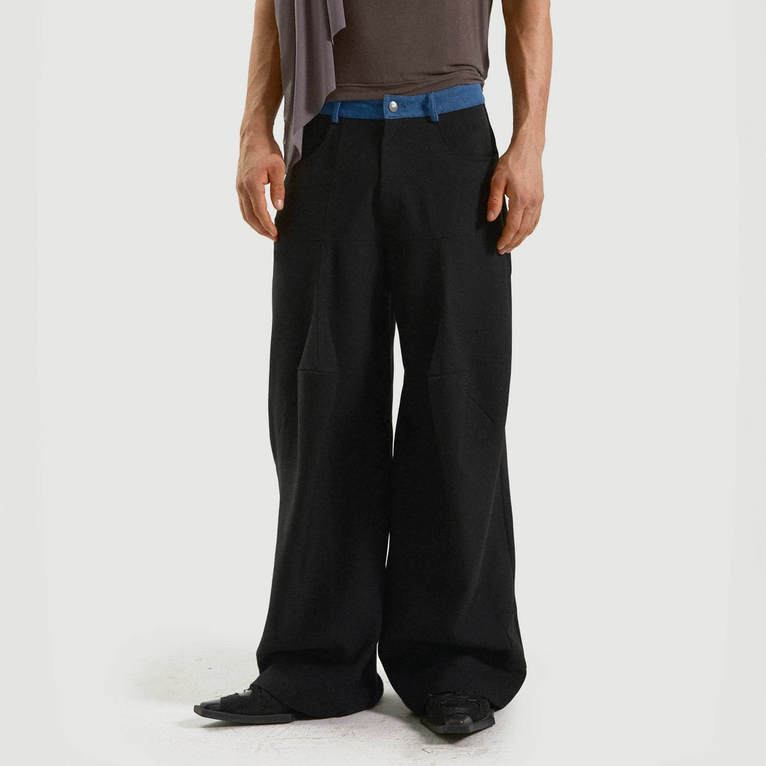 KADAKADA Spliced Oversized Suit Pants-Pants-S-Free Shipping Leatheretro