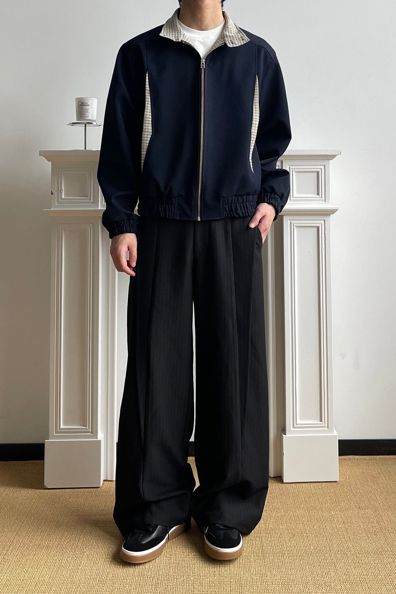 OKAYTHXBYE Checker Paneled Harrington Jacket-Jacket-S-Free Shipping Leatheretro