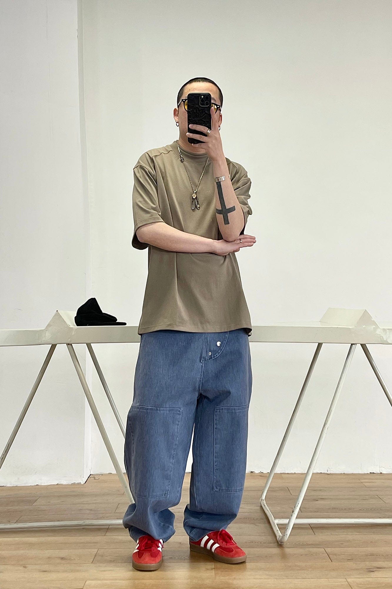 ME DA IGUAL Asymmetrical Snap Wide-Leg Cargo Jeans-Jeans-M-Free Shipping Leatheretro