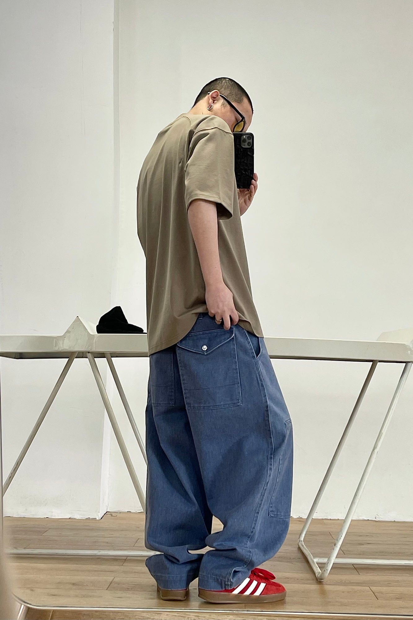 ME DA IGUAL Asymmetrical Snap Wide-Leg Cargo Jeans-Jeans-M-Free Shipping Leatheretro