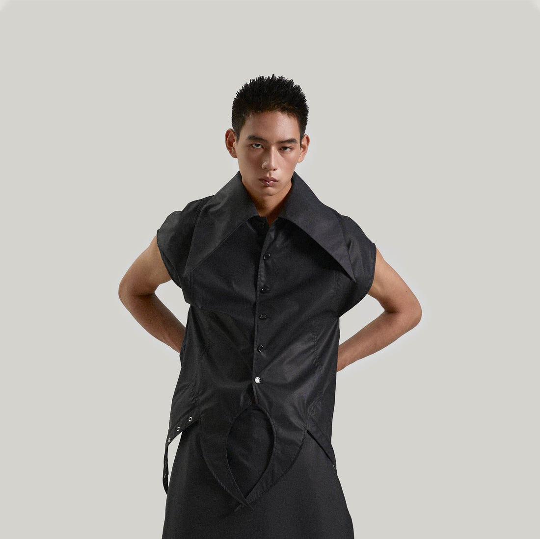 KADAKADA Pointed Hem Faux Leather Vest-Vest-M-Free Shipping Leatheretro