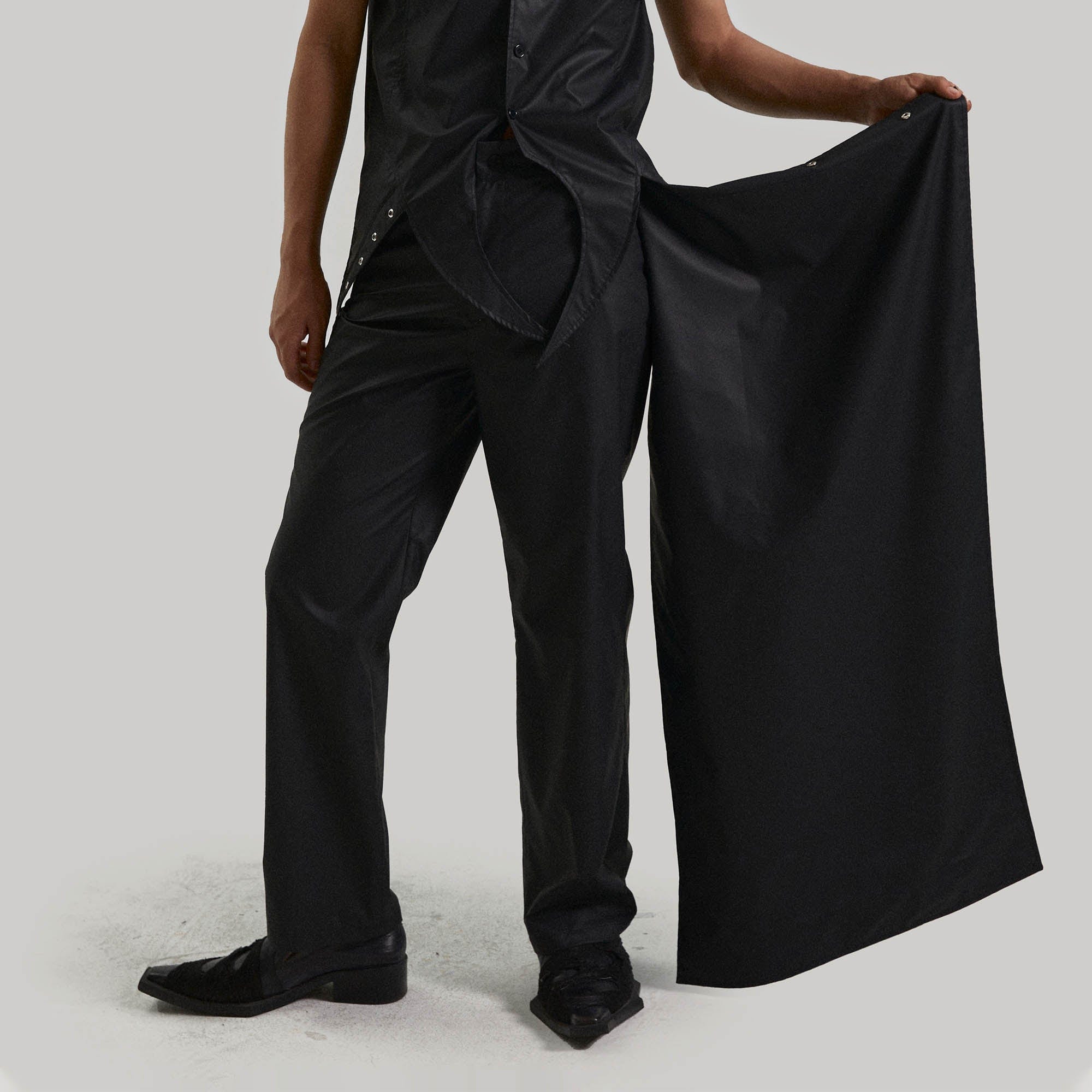 KADAKADA Detachable Cloak Faux Leather Pants-Pants-S-Free Shipping Leatheretro