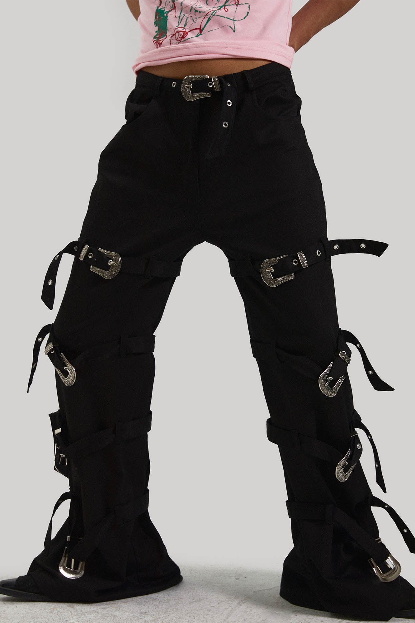 KADAKADA Buckled Bondage Pants-Pants-S - 31"-Free Shipping Leatheretro