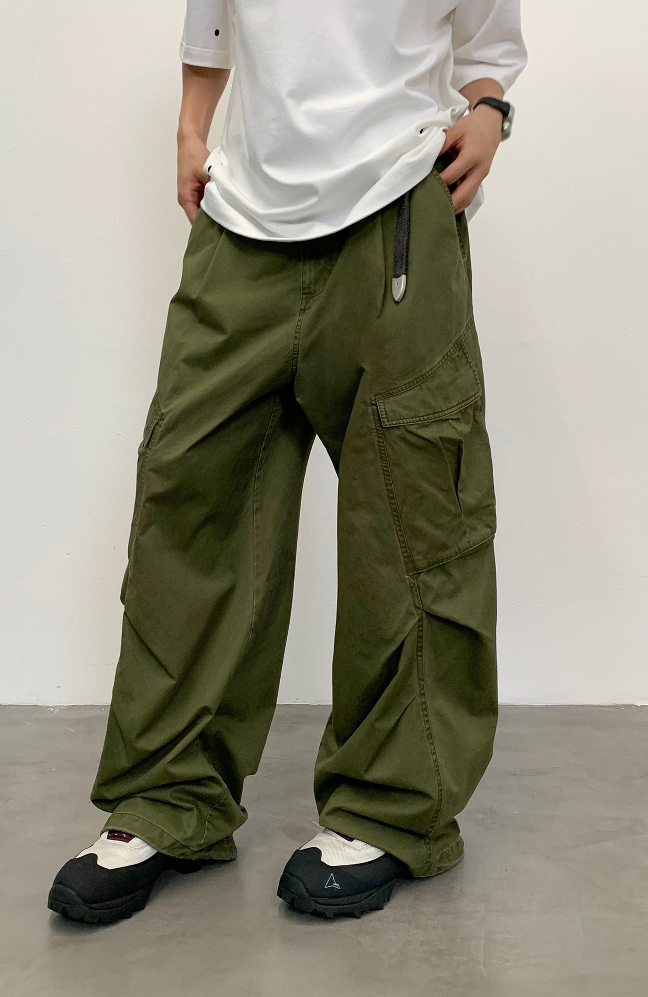 ROARINGWILD A ARCH Classic Utility Parachute Pants-Pants-XS-Green-Free Shipping Leatheretro