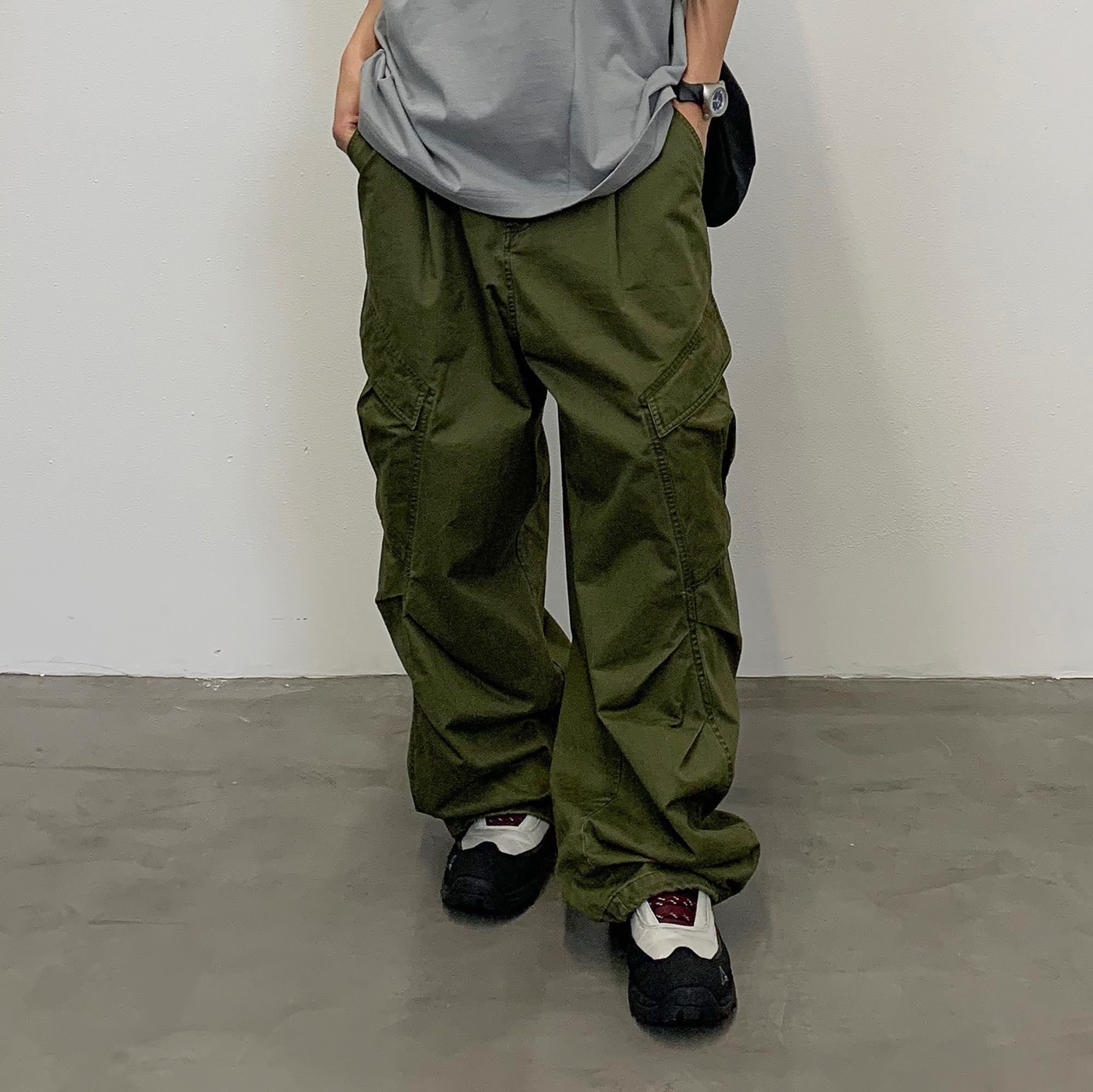 ROARINGWILD A ARCH Classic Utility Parachute Pants-Pants-XS-Green-Free Shipping Leatheretro
