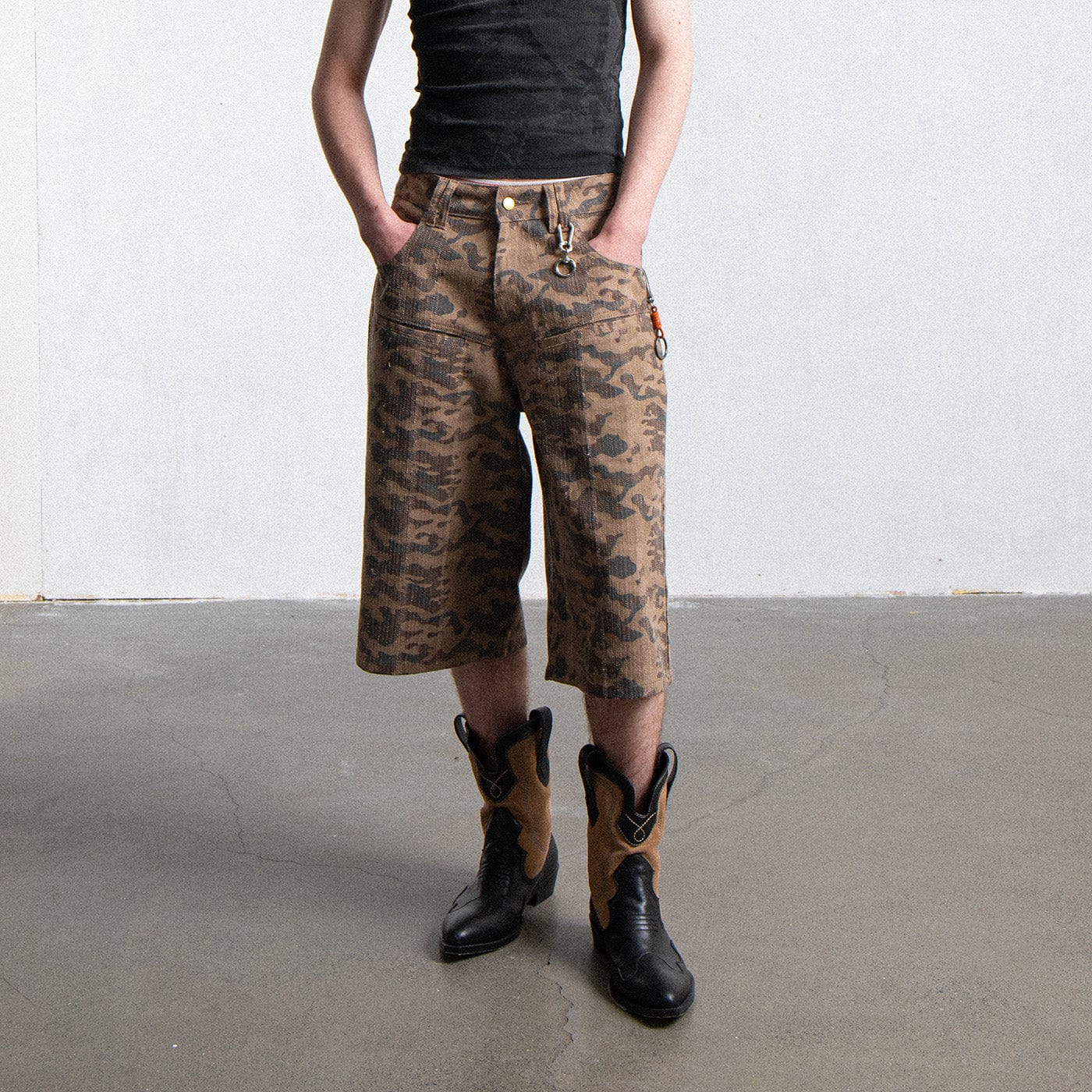 LEONSENSE Deconstructed Camo Cargo Shorts-Shorts-S-Free Shipping Leatheretro