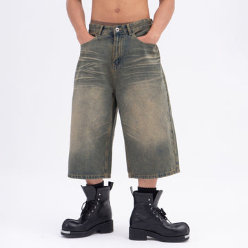 CLP Oversized Washed Denim Shorts-Shorts-S-Free Shipping Leatheretro