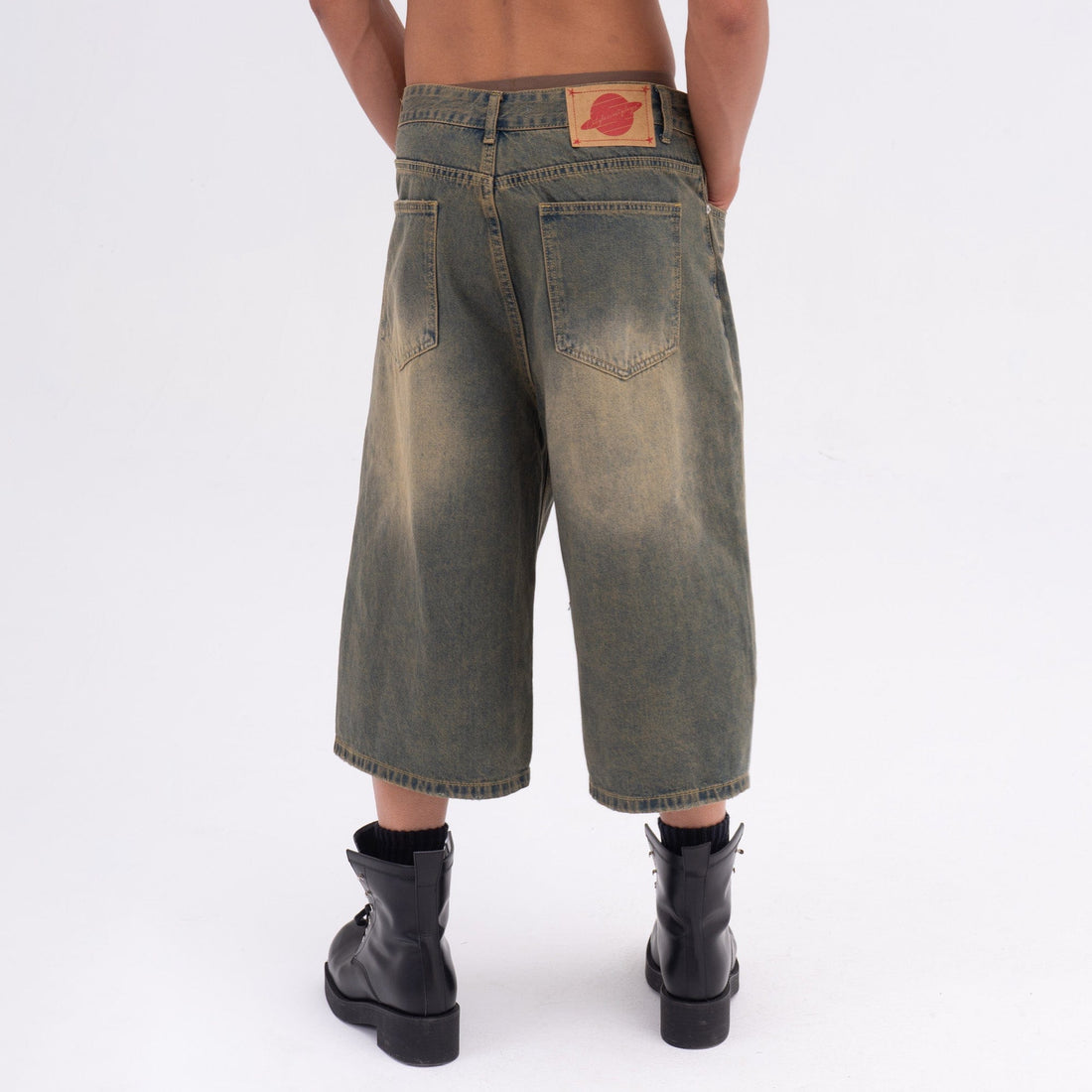 CLP Oversized Washed Denim Shorts-Shorts-S-Free Shipping Leatheretro