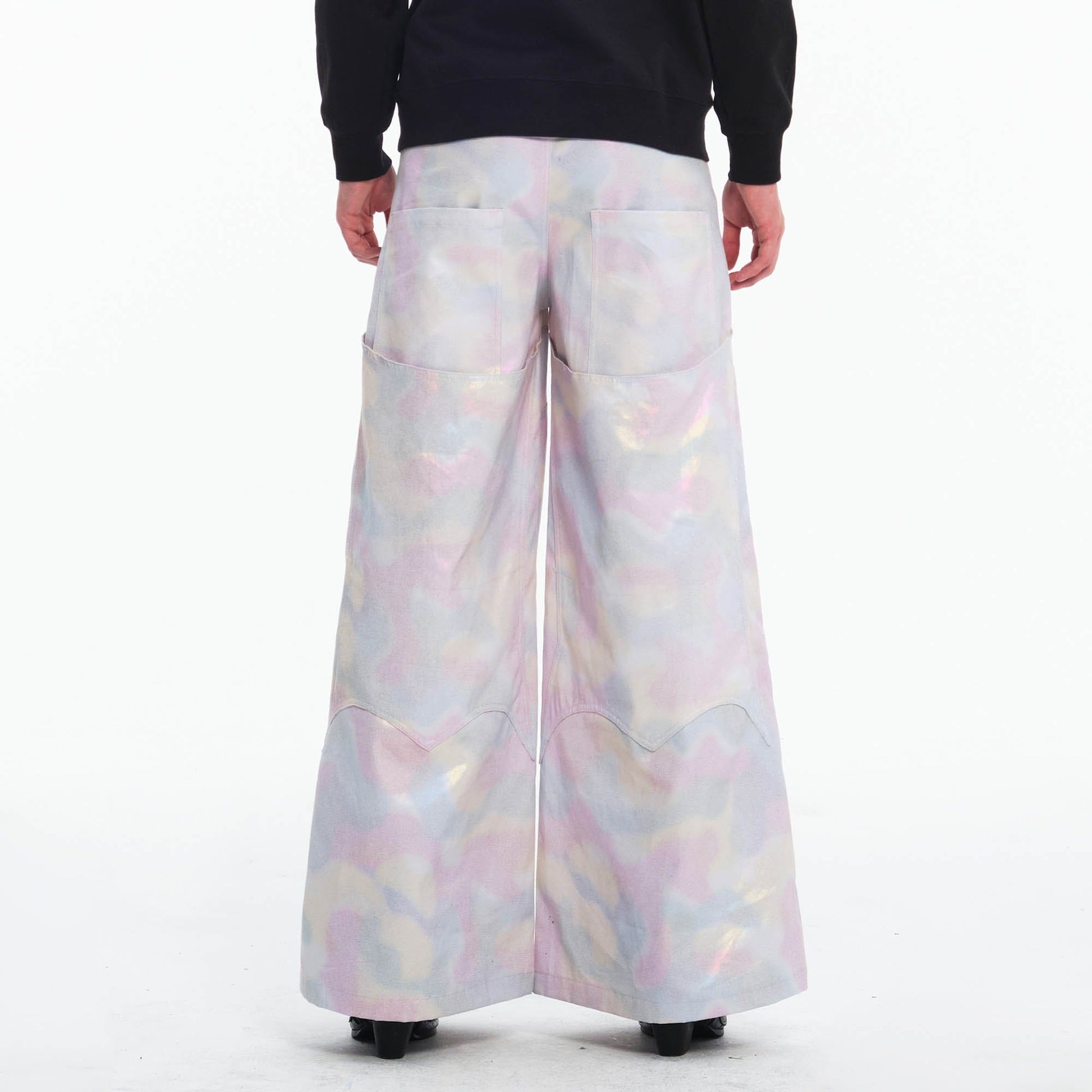 EMBRYO Deconstructed Iridescent Camo Wide-Leg Pants-Pants-S-Free Shipping Leatheretro