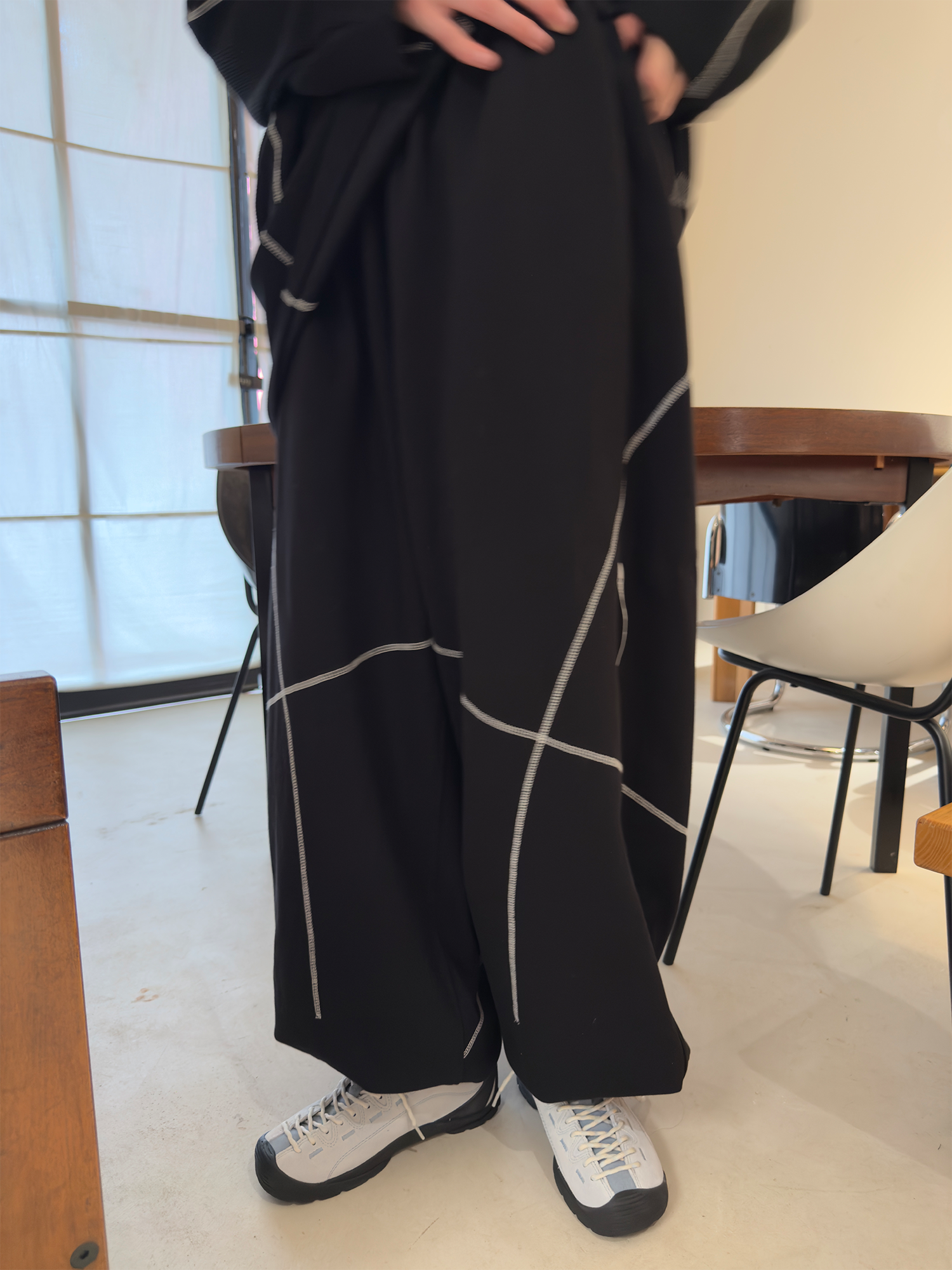 MIICHOUS Paneled Contrast-Stitch Sweatpants-Pants-S-Black-Free Shipping Leatheretro