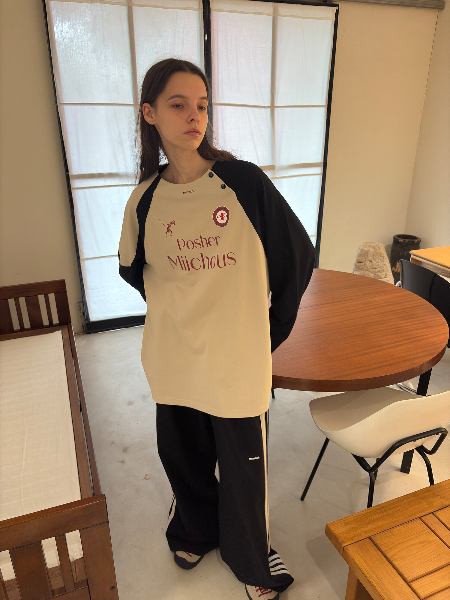 MIICHOUS Snap Contrast Quick-Dry Long-Sleeve Tee-L/S Tee-S (Preorder)-Brown-Free Shipping Leatheretro