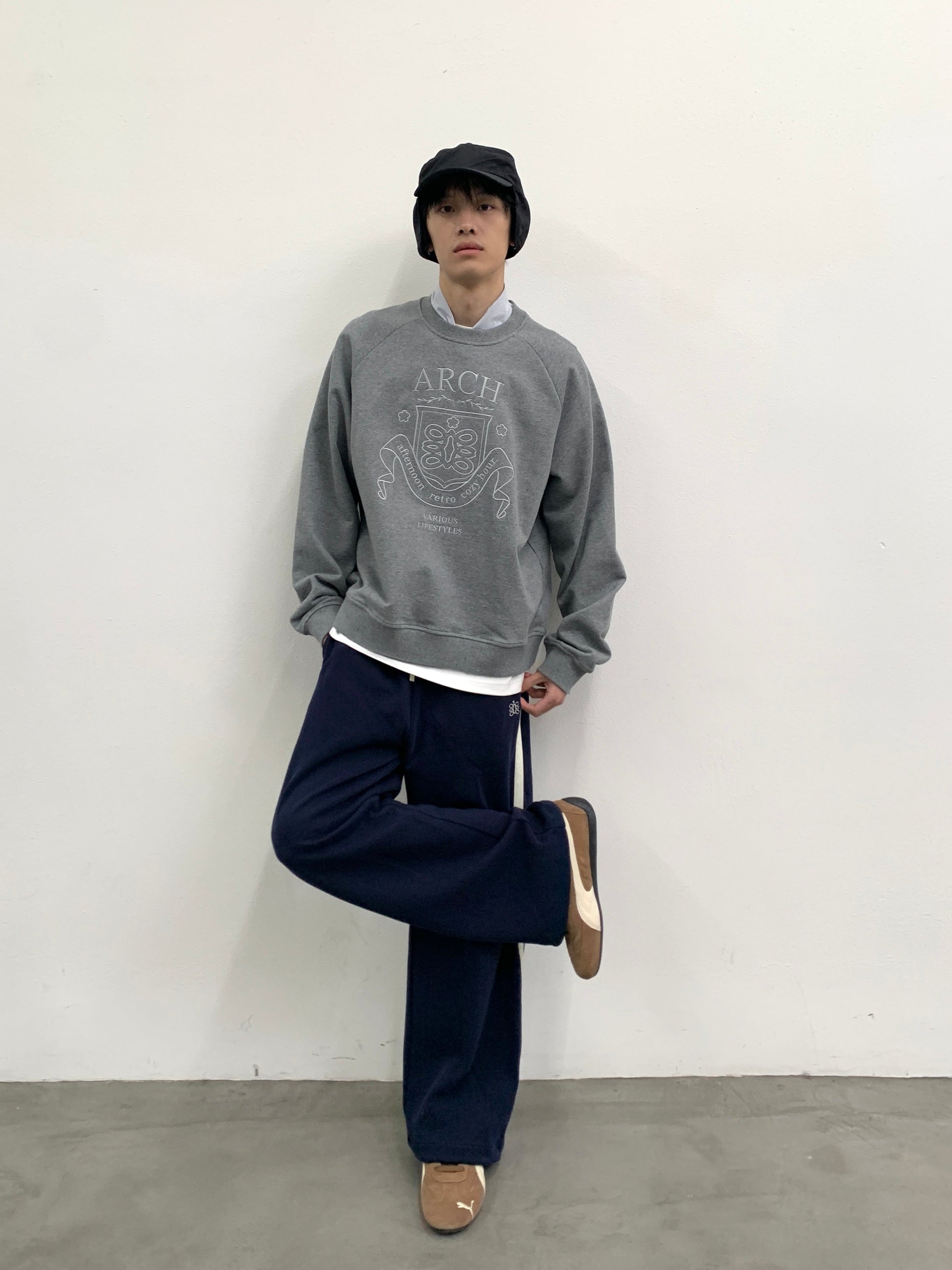 ROARINGWILD A ARCH Collegiate Loopback Raglan Sweatshirt-Sweatshirt-XS-Beige-Free Shipping Leatheretro