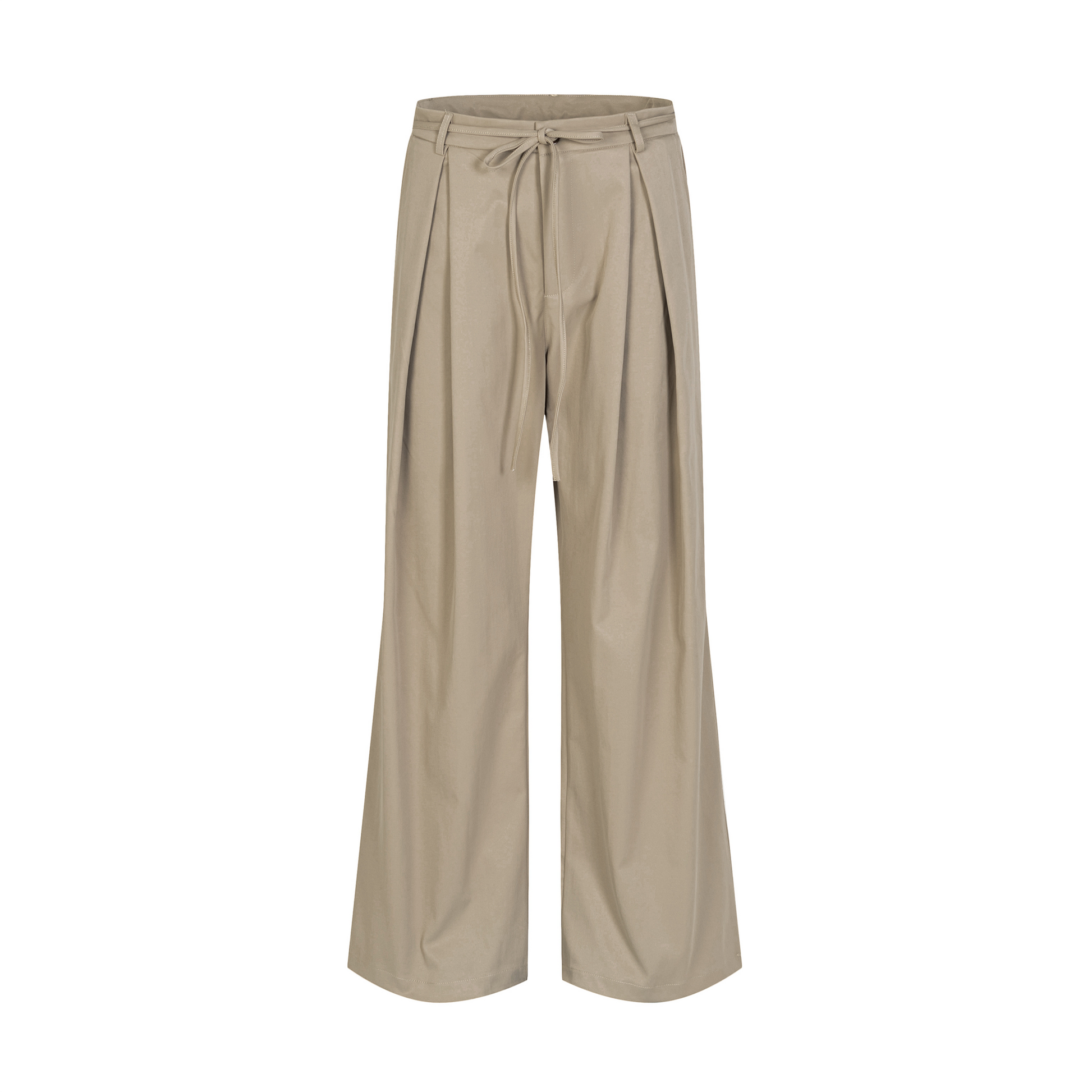 OVDY Pleated Textured Wide-Leg Pants-Pants-S-Khaki-Free Shipping Leatheretro