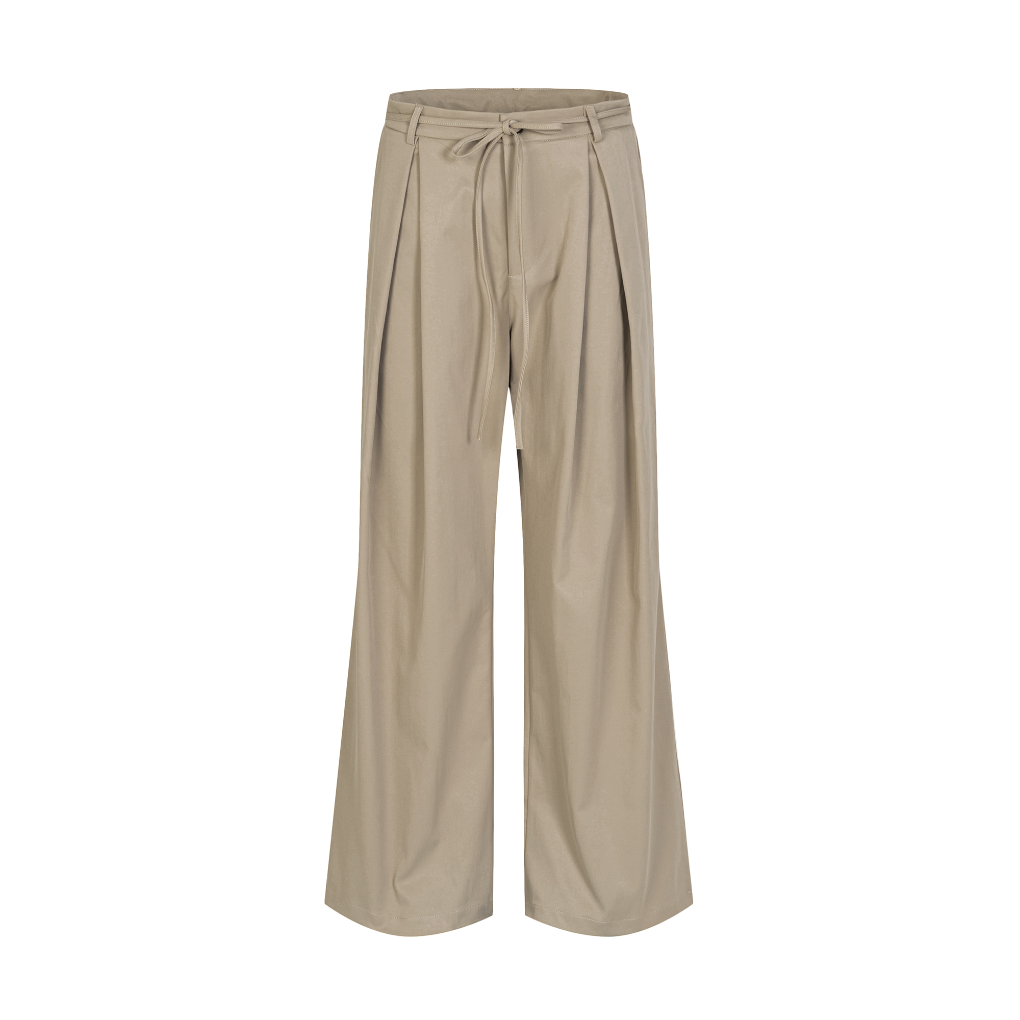 OVDY Pleated Textured Wide-Leg Pants-Pants-S-Khaki-Free Shipping Leatheretro
