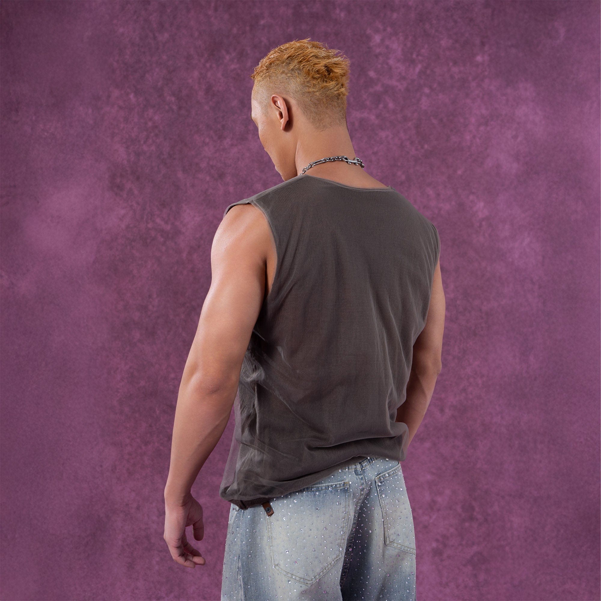 CLP Sheer-Layered V-Neck Oversized Tank Top-Tank Top-M-Apricot-Free Shipping Leatheretro