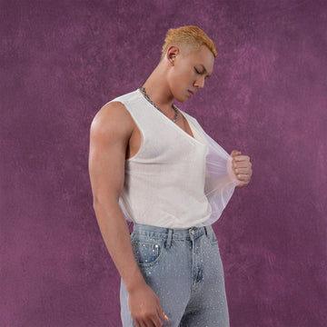 CLP Sheer-Layered V-Neck Oversized Tank Top-Tank Top-M-Apricot-Free Shipping Leatheretro