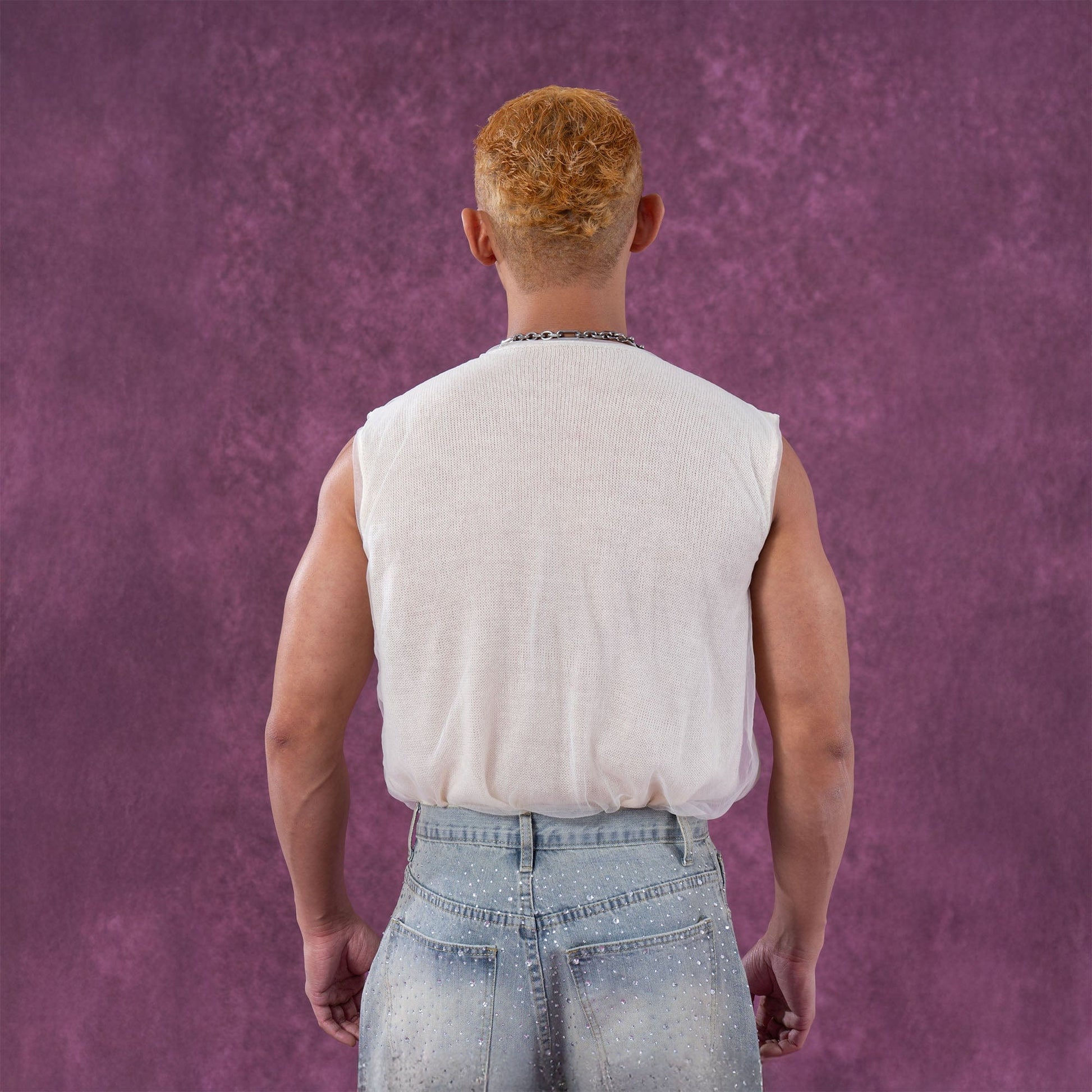 CLP Sheer-Layered V-Neck Oversized Tank Top-Tank Top-M-Apricot-Free Shipping Leatheretro