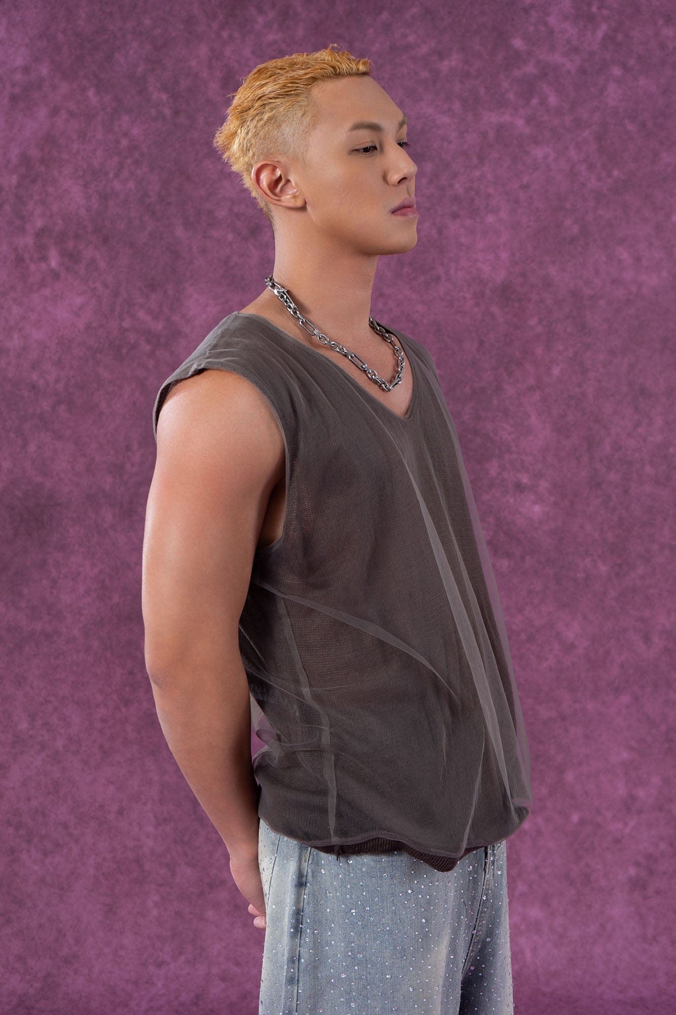 CLP Sheer-Layered V-Neck Oversized Tank Top-Tank Top-M-Apricot-Free Shipping Leatheretro