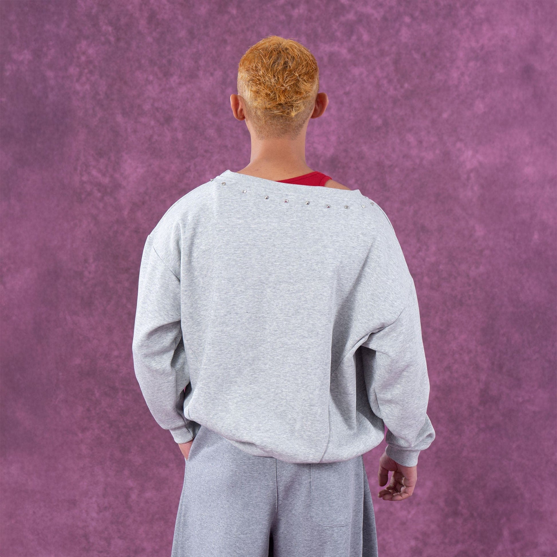 CLP No.96 Patch Studded Sweatshirt-Sweatshirt-S-Gray-Free Shipping Leatheretro