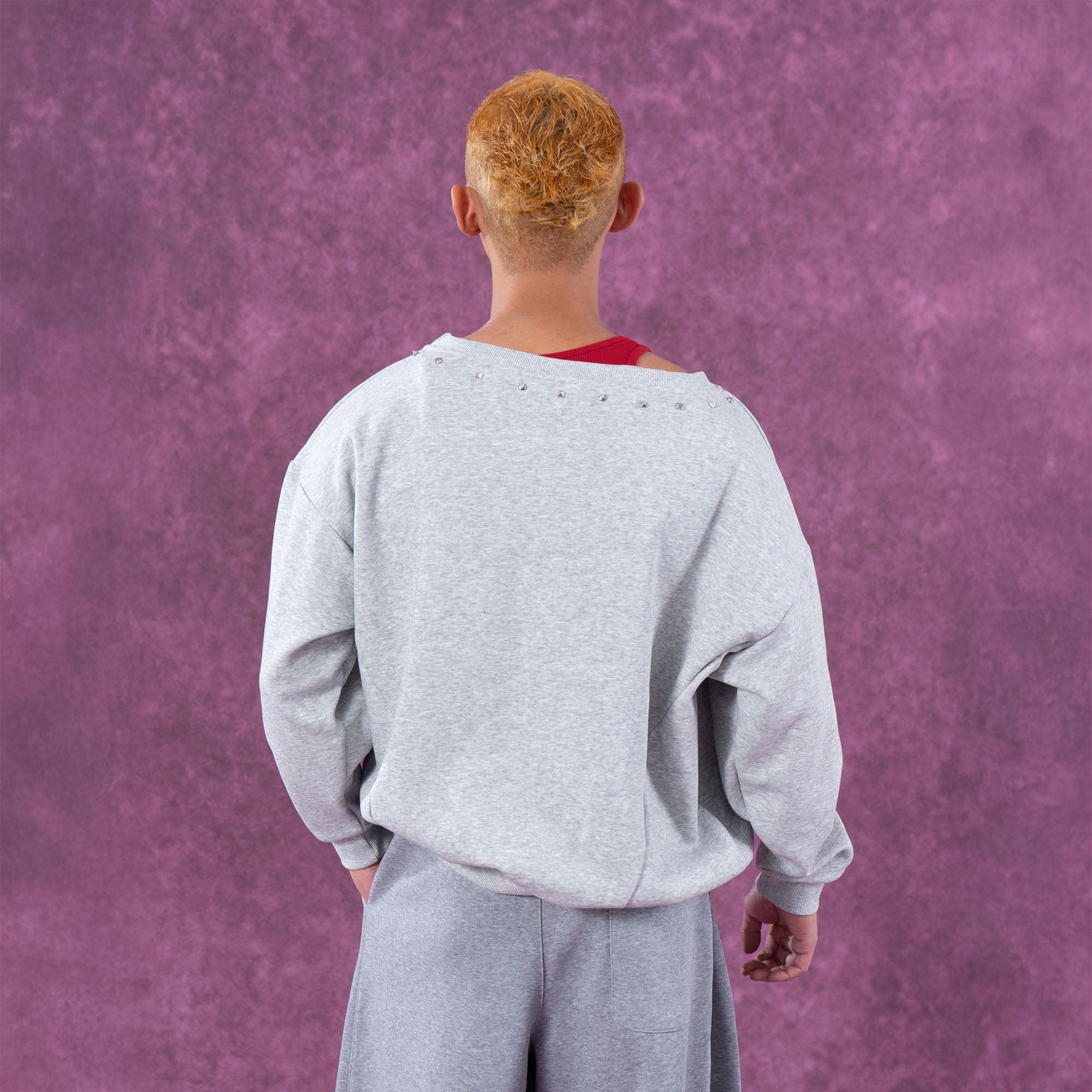 CLP No.96 Patch Studded Sweatshirt-Sweatshirt-S-Gray-Free Shipping Leatheretro