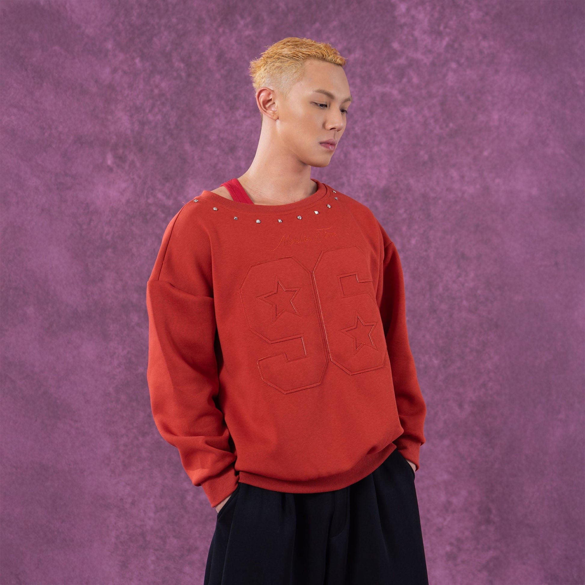 CLP No.96 Patch Studded Sweatshirt-Sweatshirt-S-Gray-Free Shipping Leatheretro