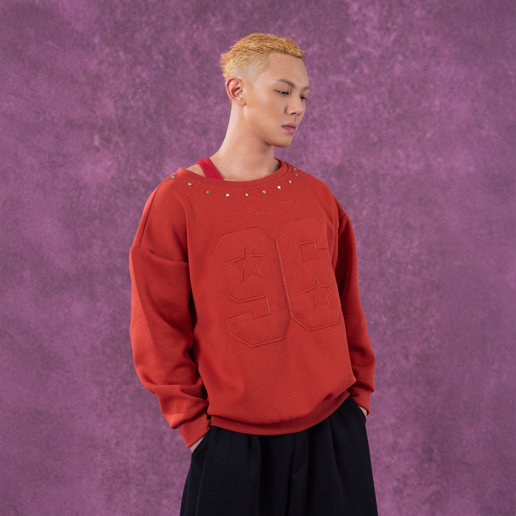 CLP No.96 Patch Studded Sweatshirt-Sweatshirt-S-Gray-Free Shipping Leatheretro