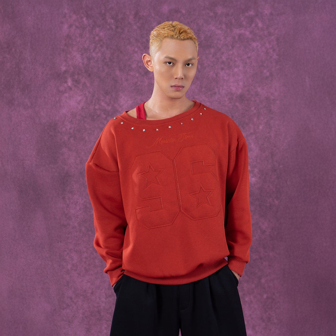 CLP No.96 Patch Studded Sweatshirt-Sweatshirt-S-Gray-Free Shipping Leatheretro